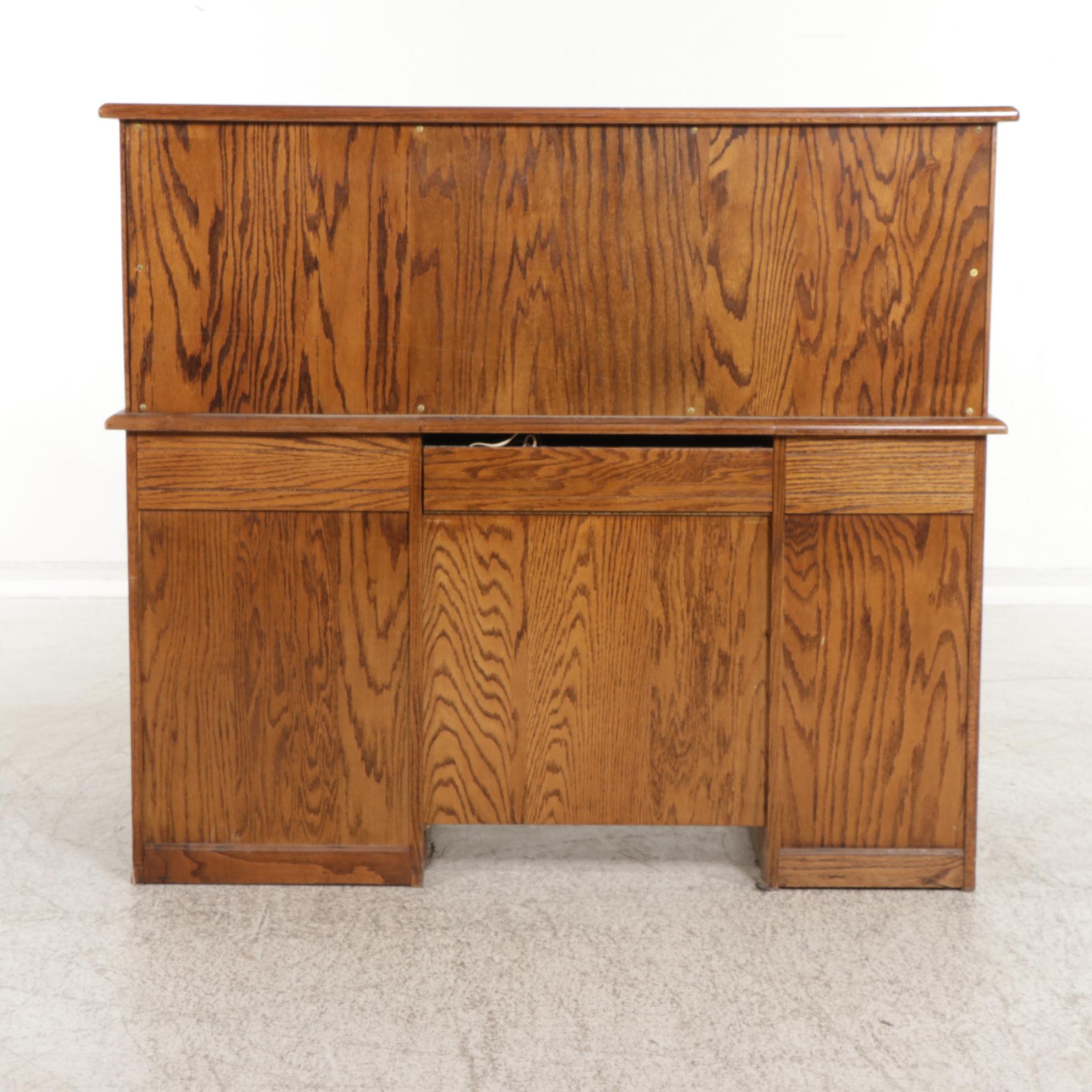 Oak Roll Top Computer Desk, Late 20th Century