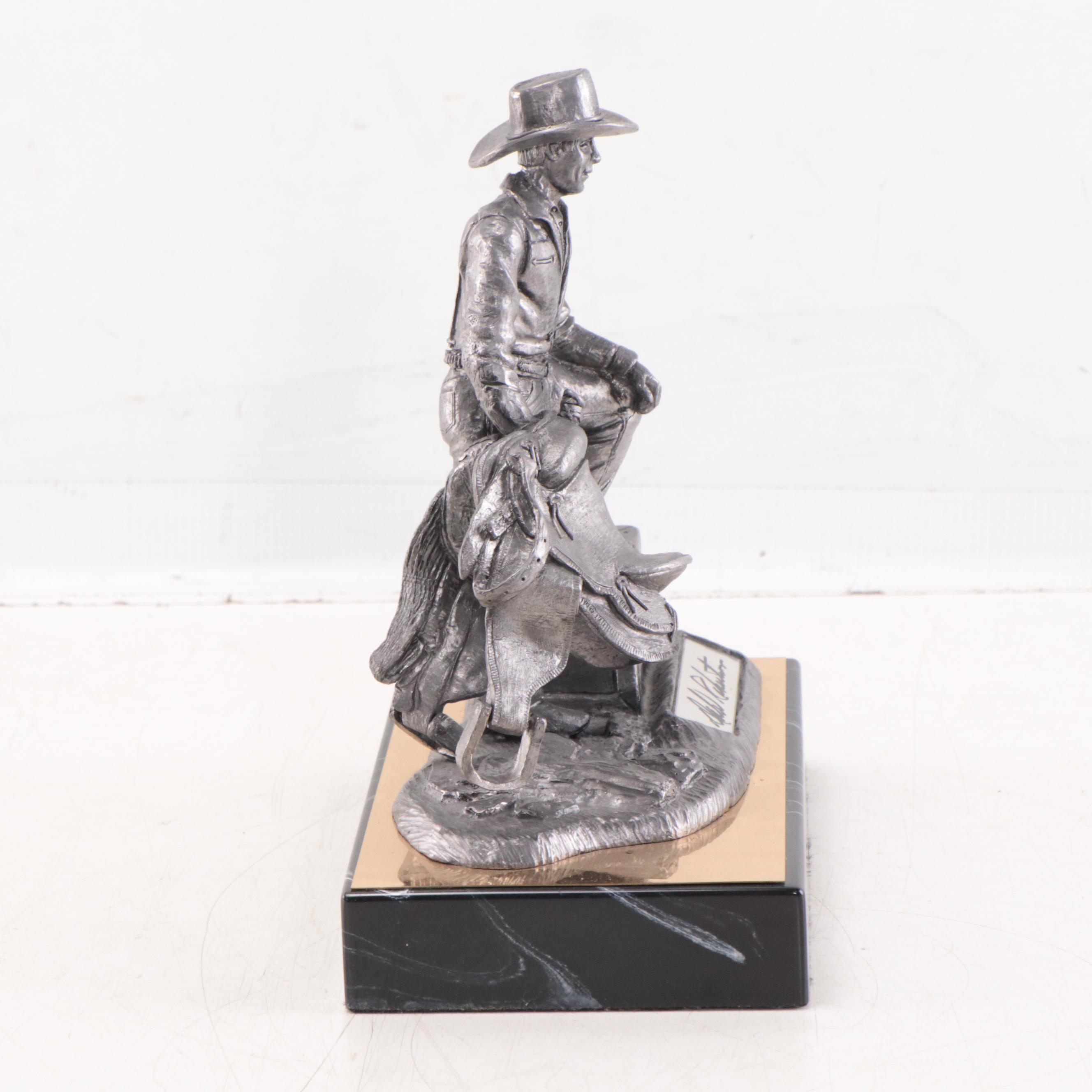 Dale Robertson Signed Pewter Sculpture by Michael Ricker, 1993