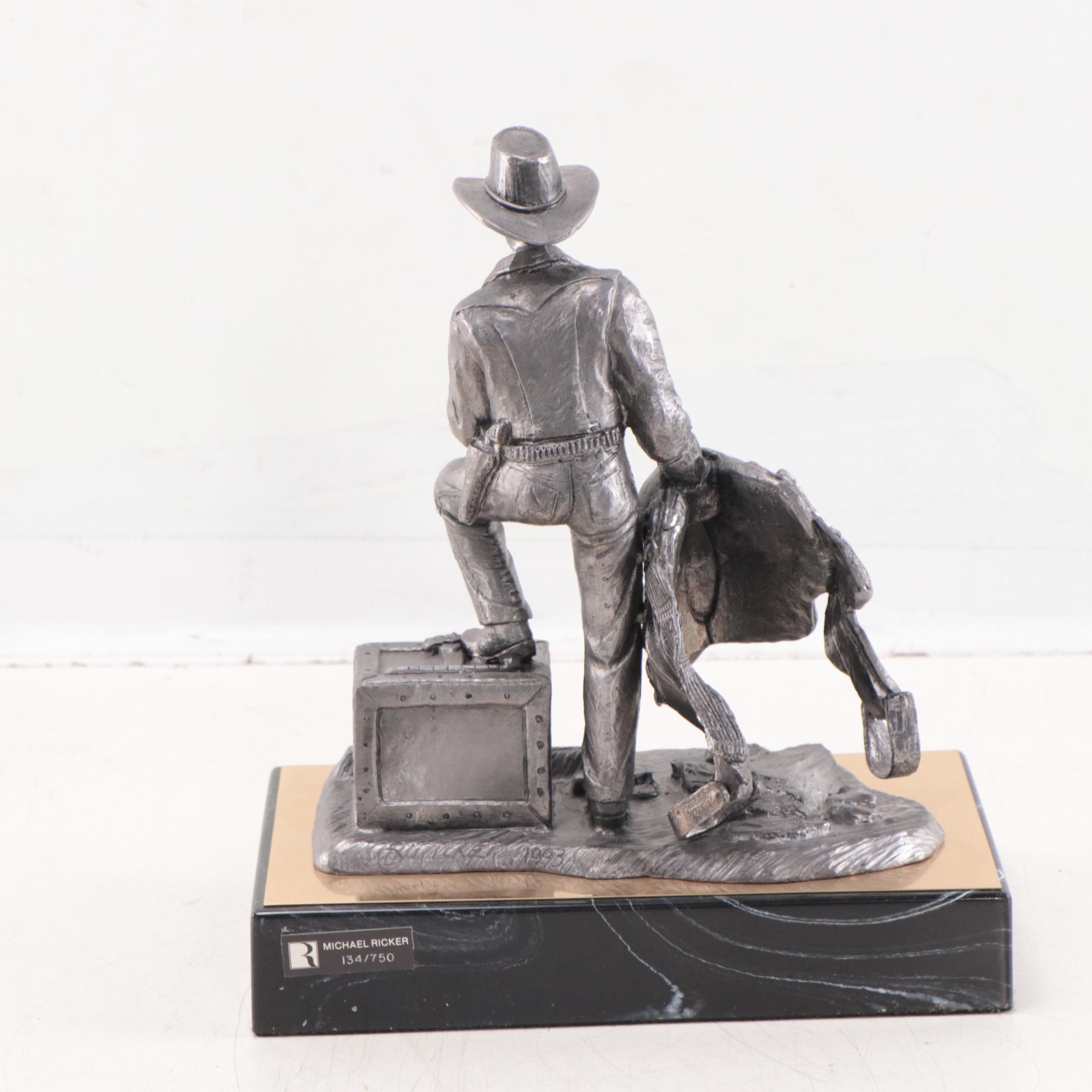 Dale Robertson Signed Pewter Sculpture by Michael Ricker, 1993
