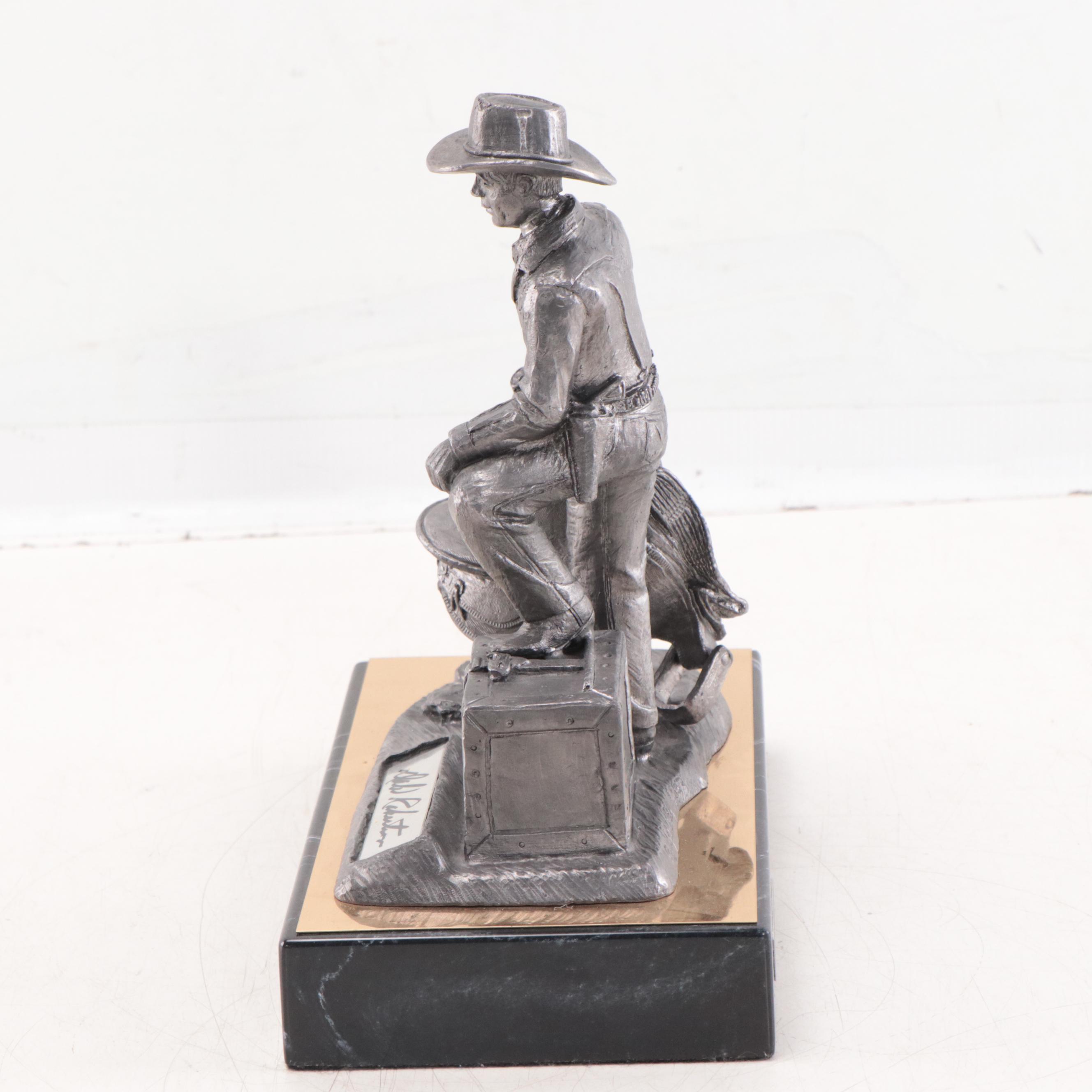 Dale Robertson Signed Pewter Sculpture by Michael Ricker, 1993