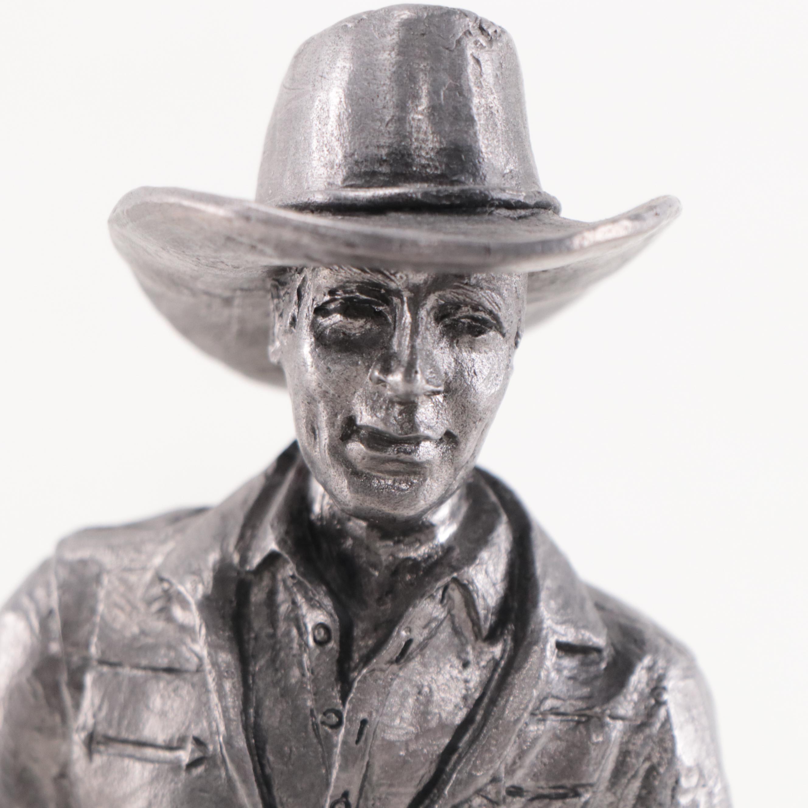 Dale Robertson Signed Pewter Sculpture by Michael Ricker, 1993