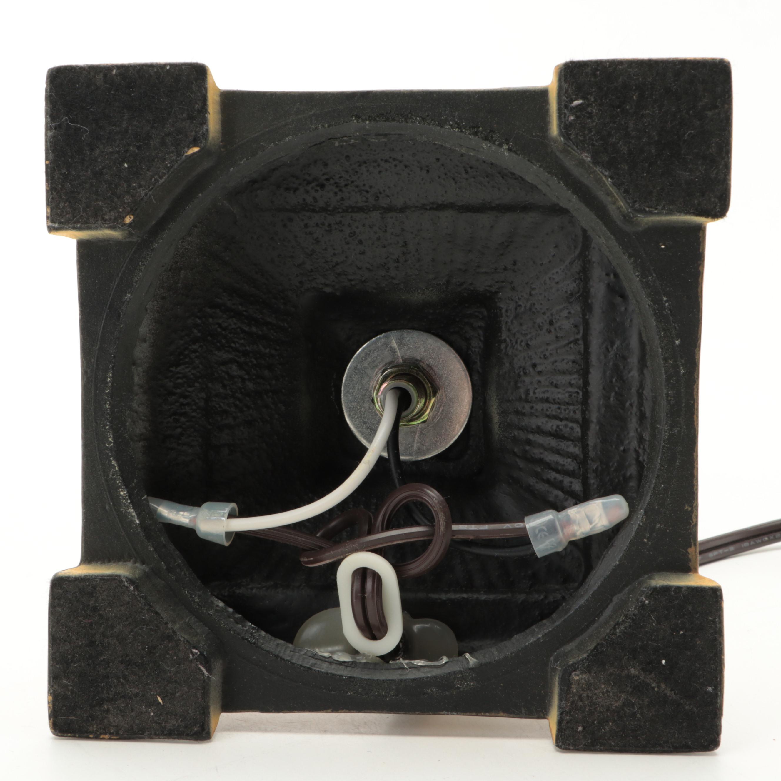 Arts & Crafts Slag Glass and Pressed Metal Table Lamp, Contemporary