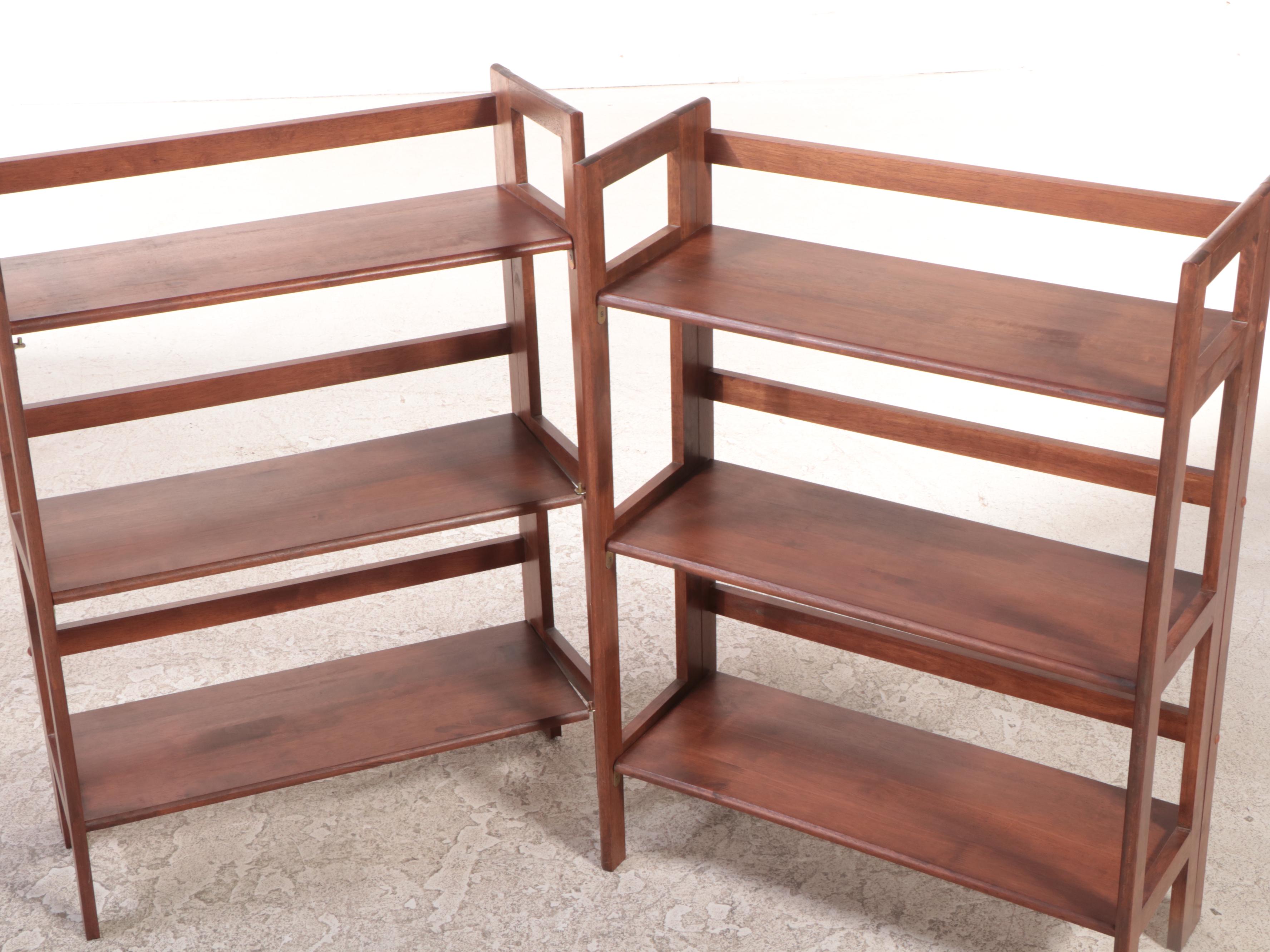 Three Wooden Collapsible Étagère Bookcases