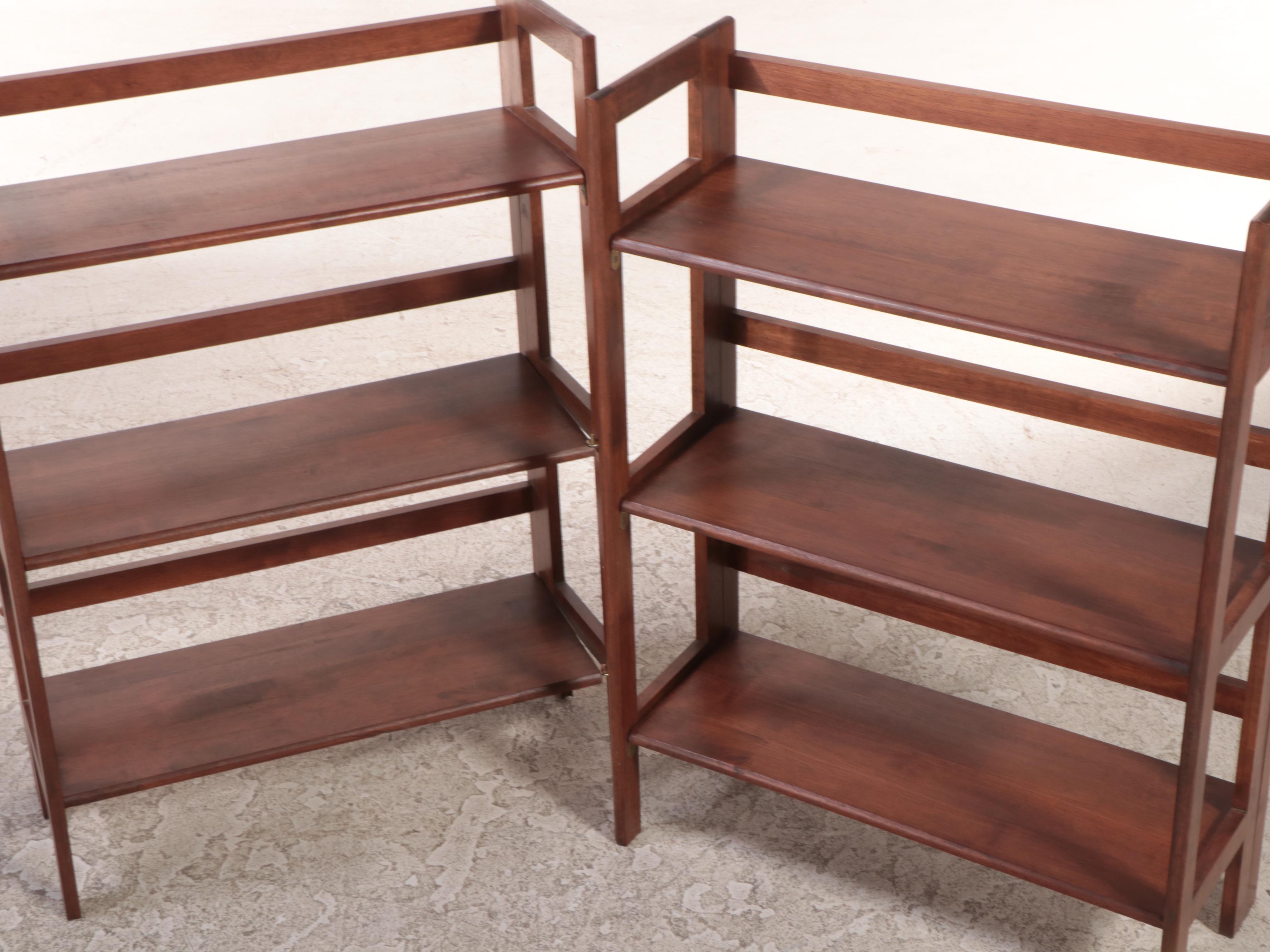 Three Wooden Collapsible Étagère Bookcases
