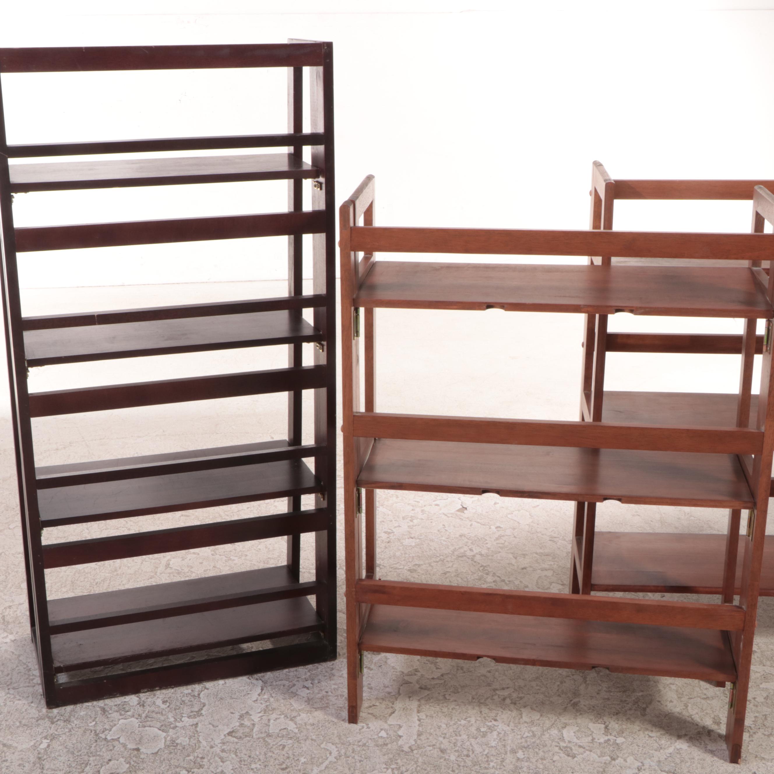 Three Wooden Collapsible Étagère Bookcases