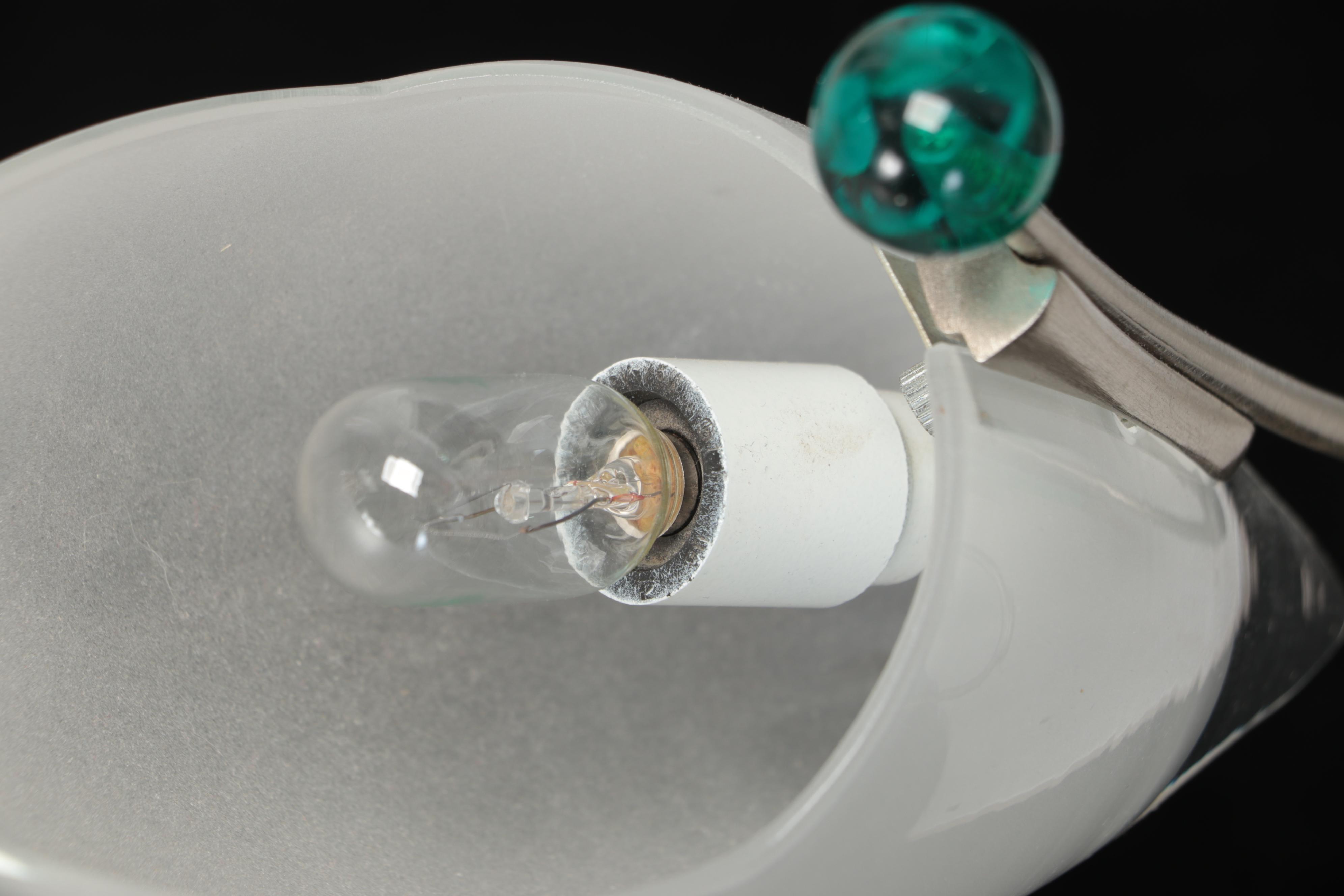 Italian Style Frosted Glass Cone and Green Glass Accents Chandelier, Late 20th C