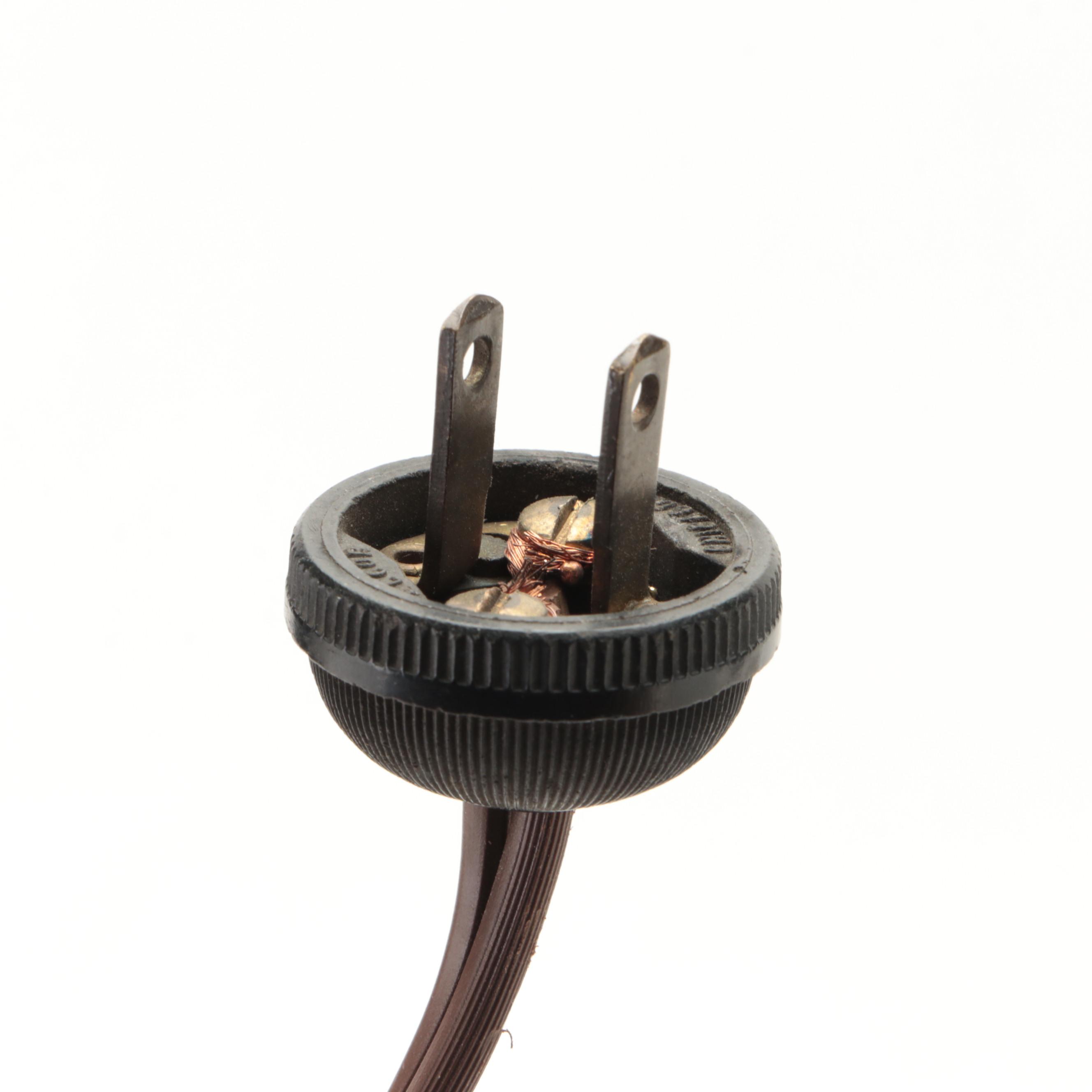 Folk Art Acorn and Oak Leaves Art Pottery Lamp, Wicker Shade, Early/ Mid-20th C