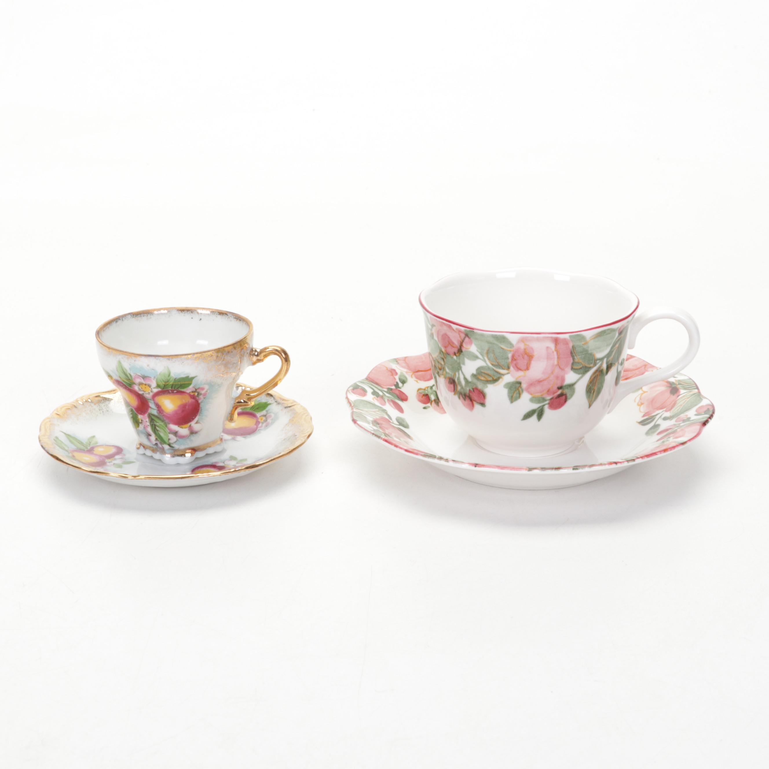 Barker Bros. "Lorna Doone" Cake Plate With Bone China Teacups and Saucers