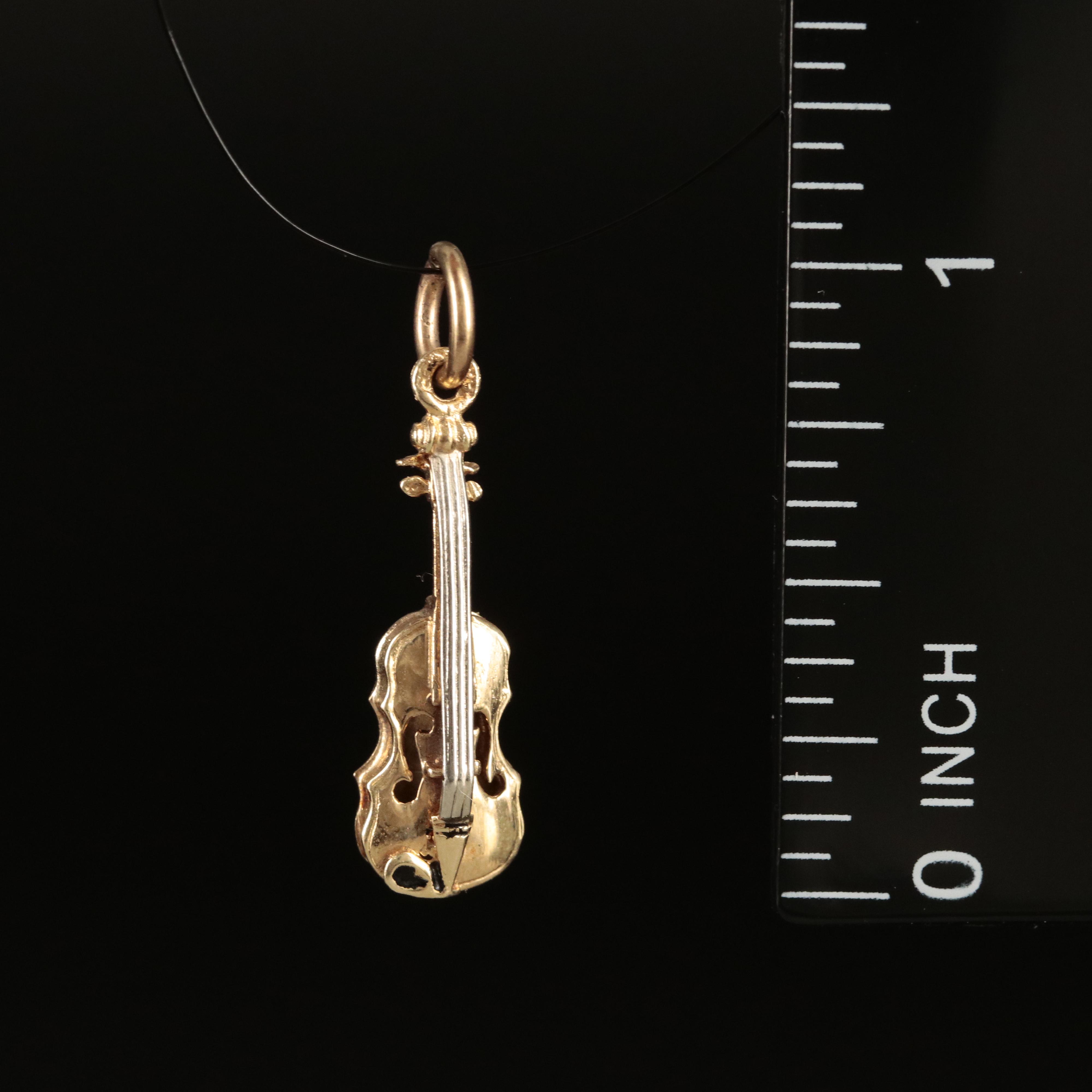 14K Violin Charm with Enamel Accents