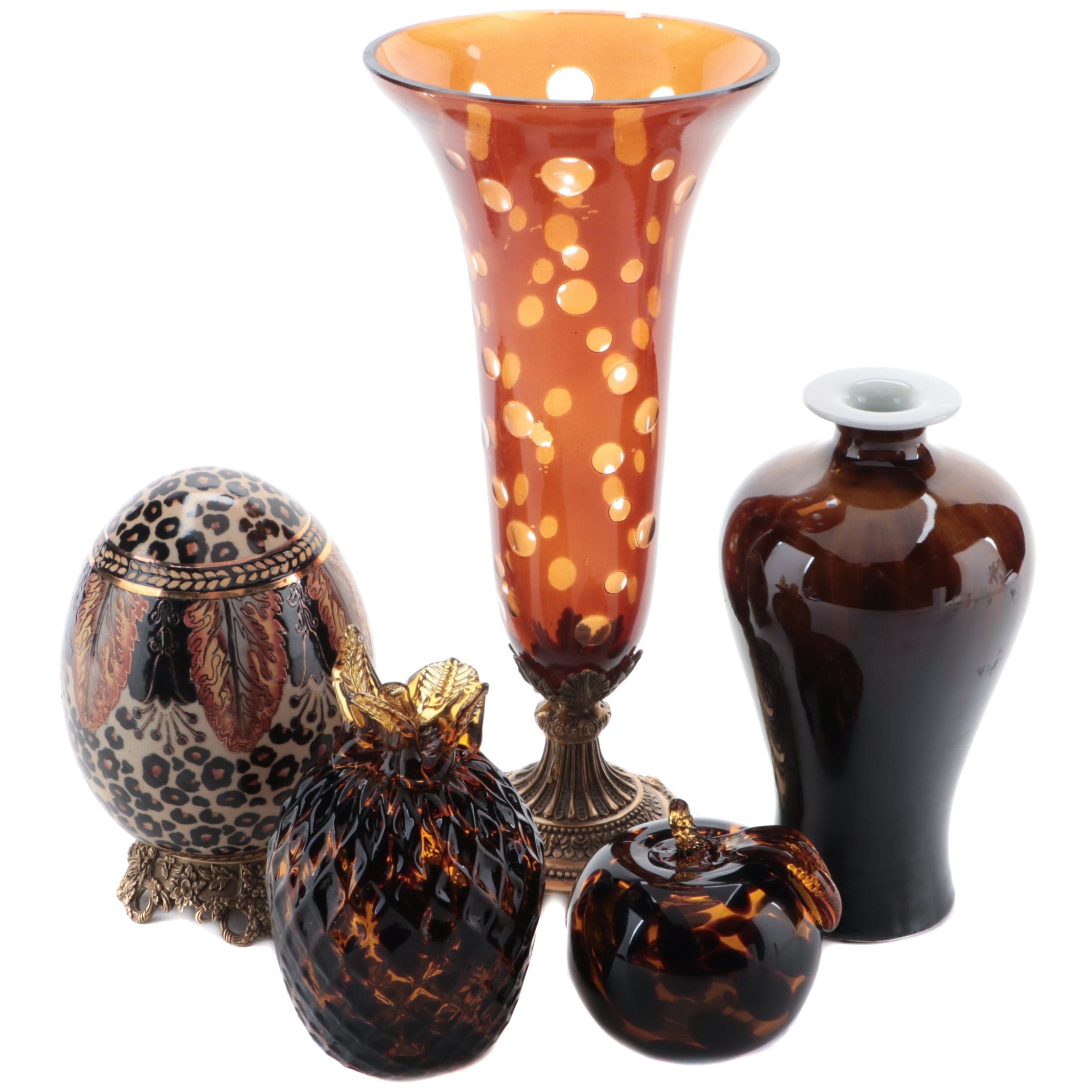 Italian Art Glass Fruit Paperweights with Trump Vase and Other Table Décor