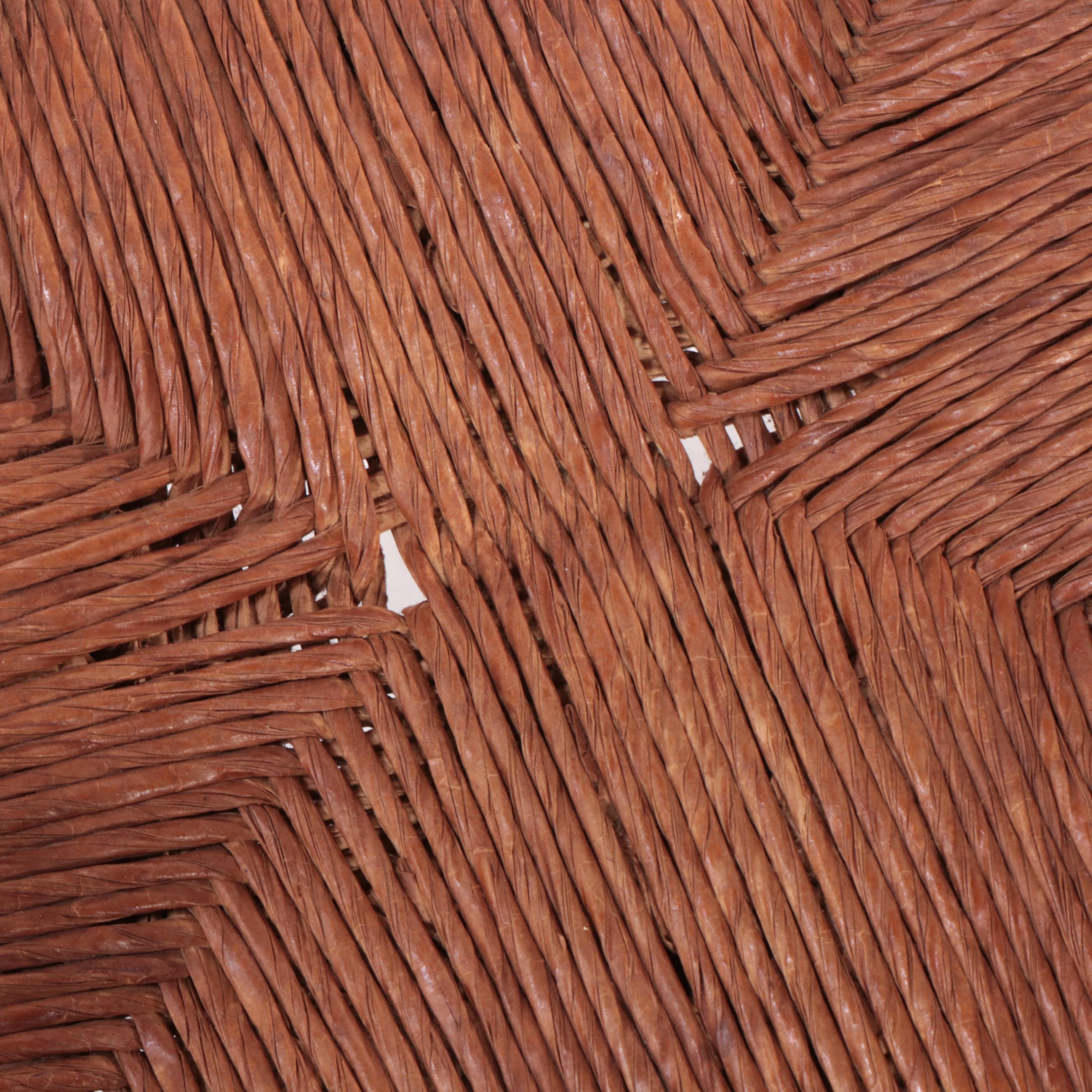 Two American Primitive Style Wooden Ladderback Chairs with Rush Seats