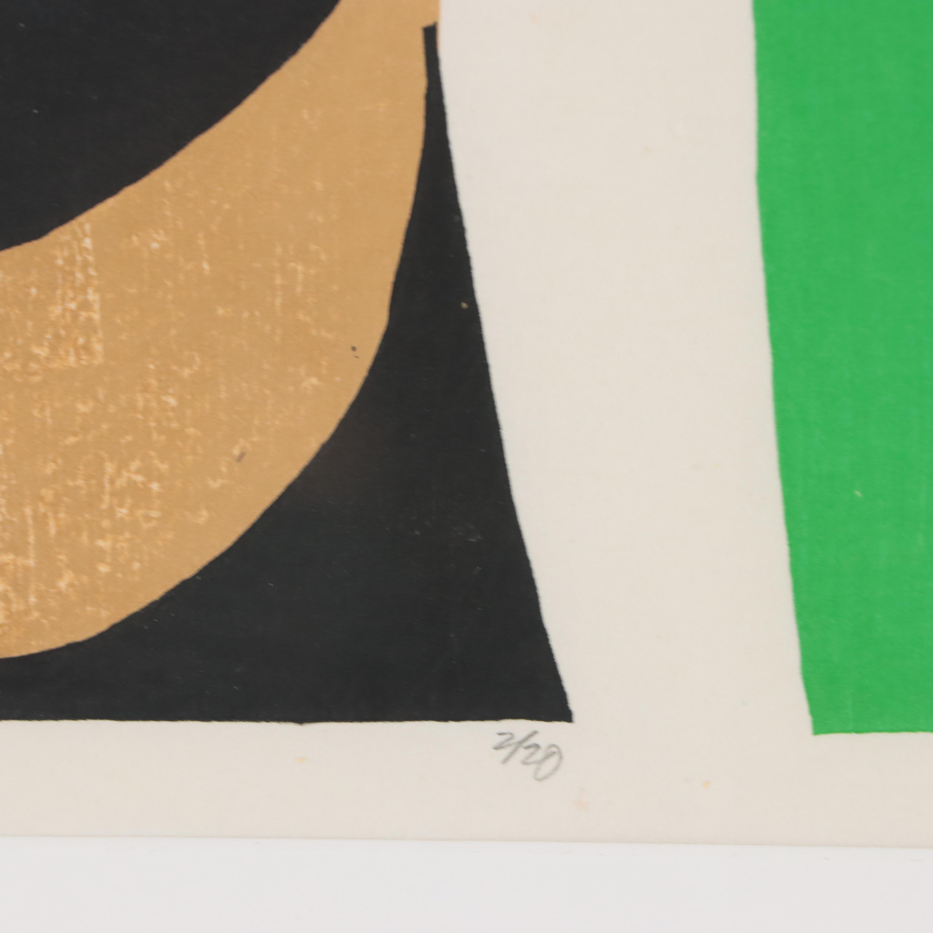 Paul Arnold Woodcut "On Target," Circa 1980