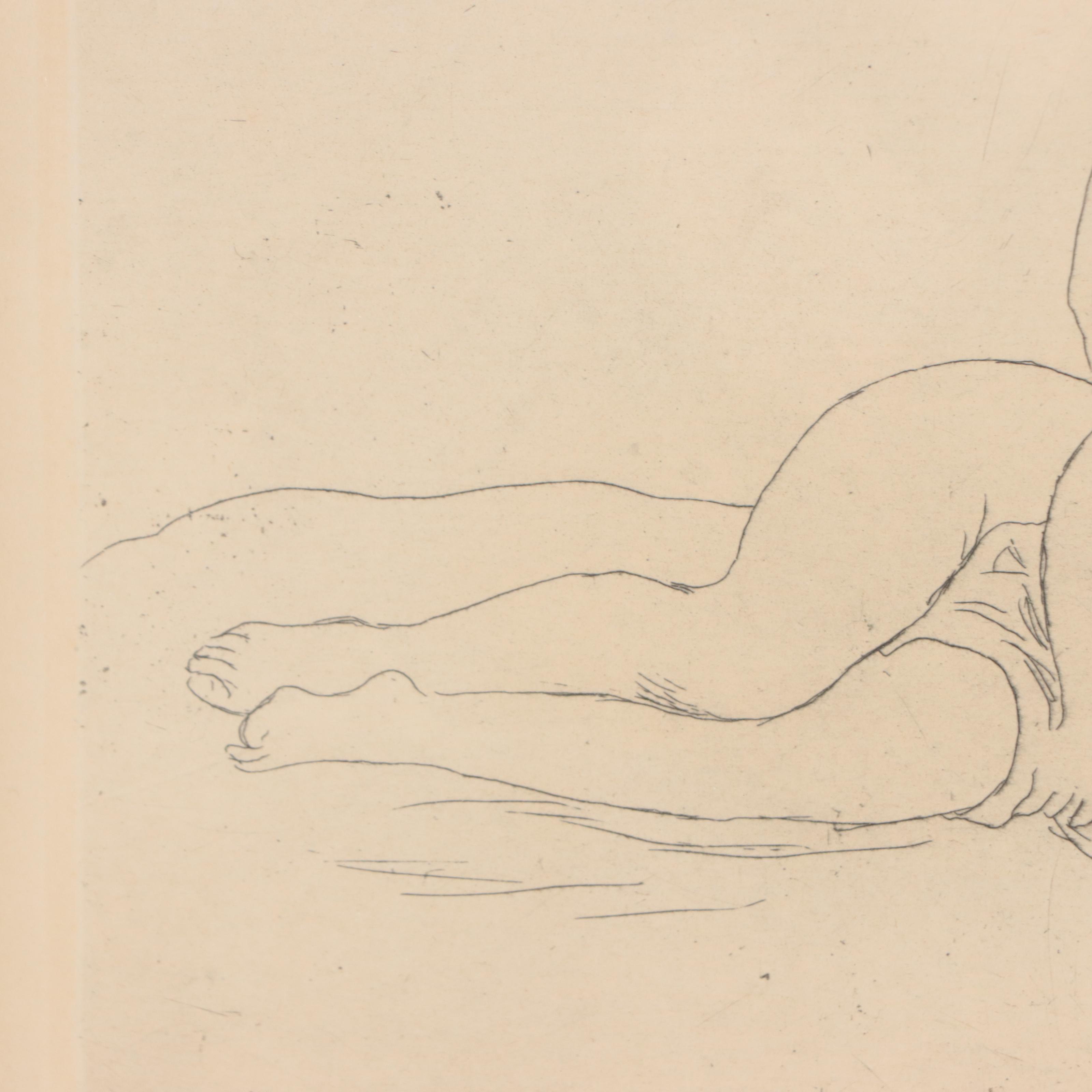 Pierre-Auguste Renoir Restrike Etching "Femme Nue Couchée (Tournée à Droite)"