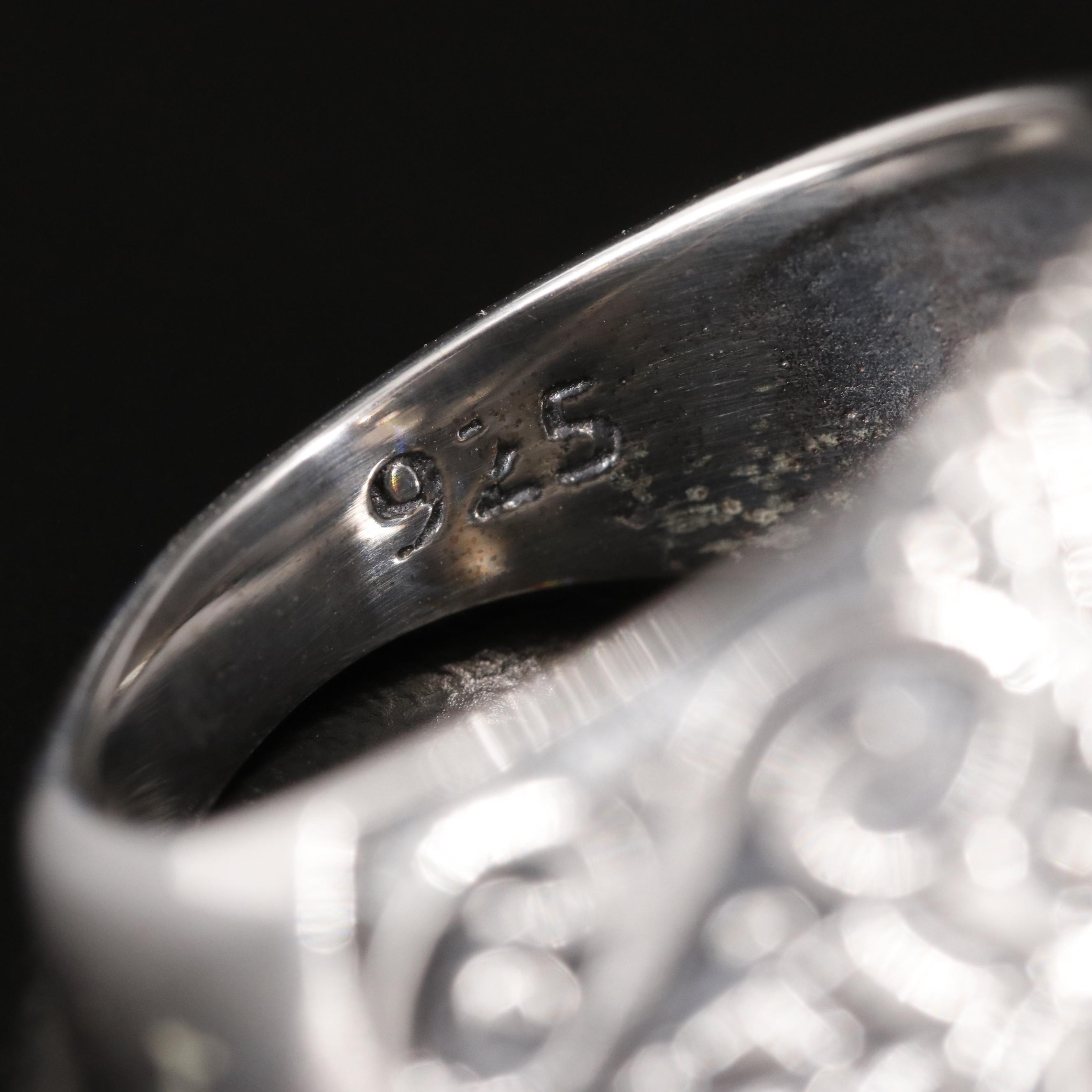 Sterling Smoky Quartz Tapered Scrollwork  Ring