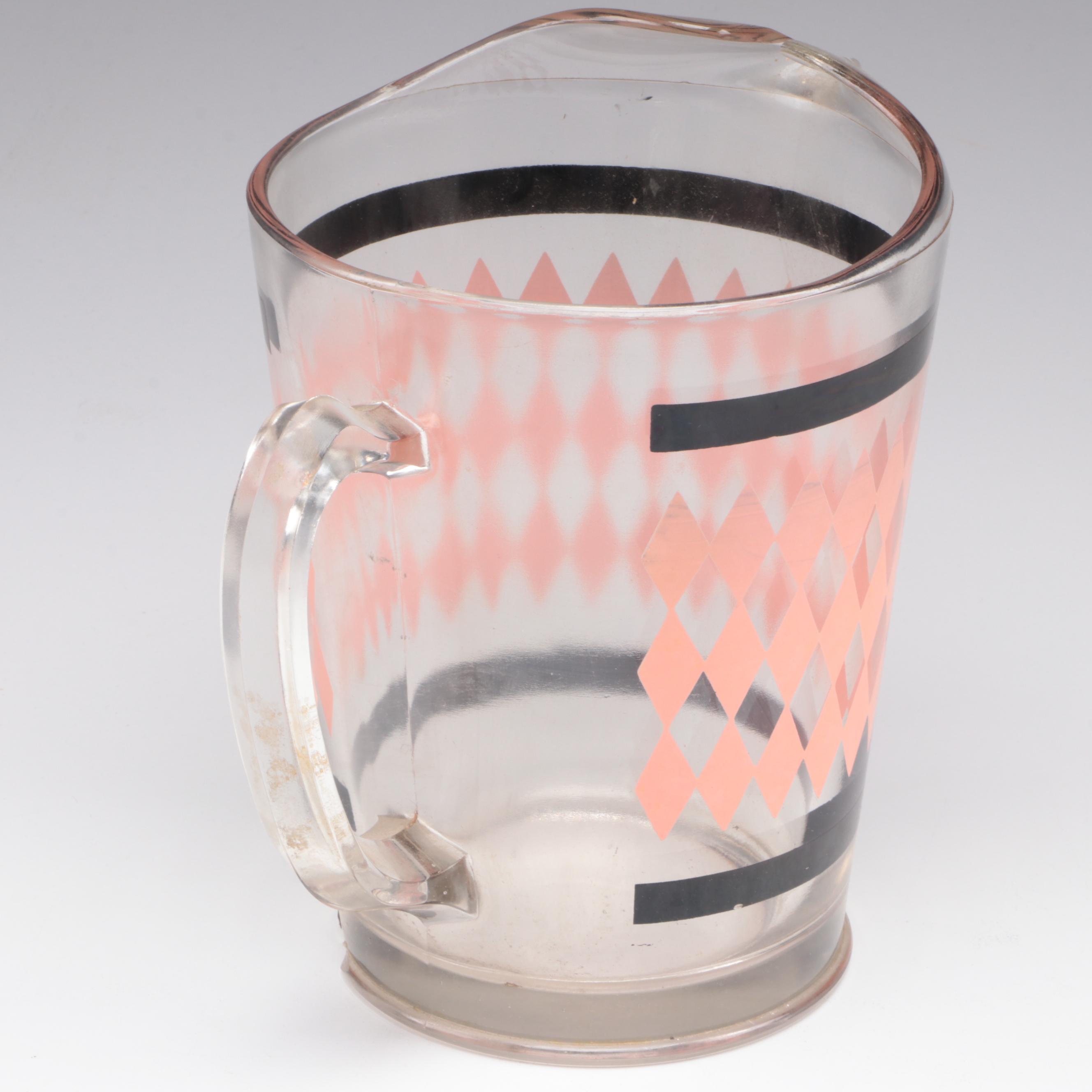 Mid Century Modern Pink Diamond Lemonade Set with Other Tumblers