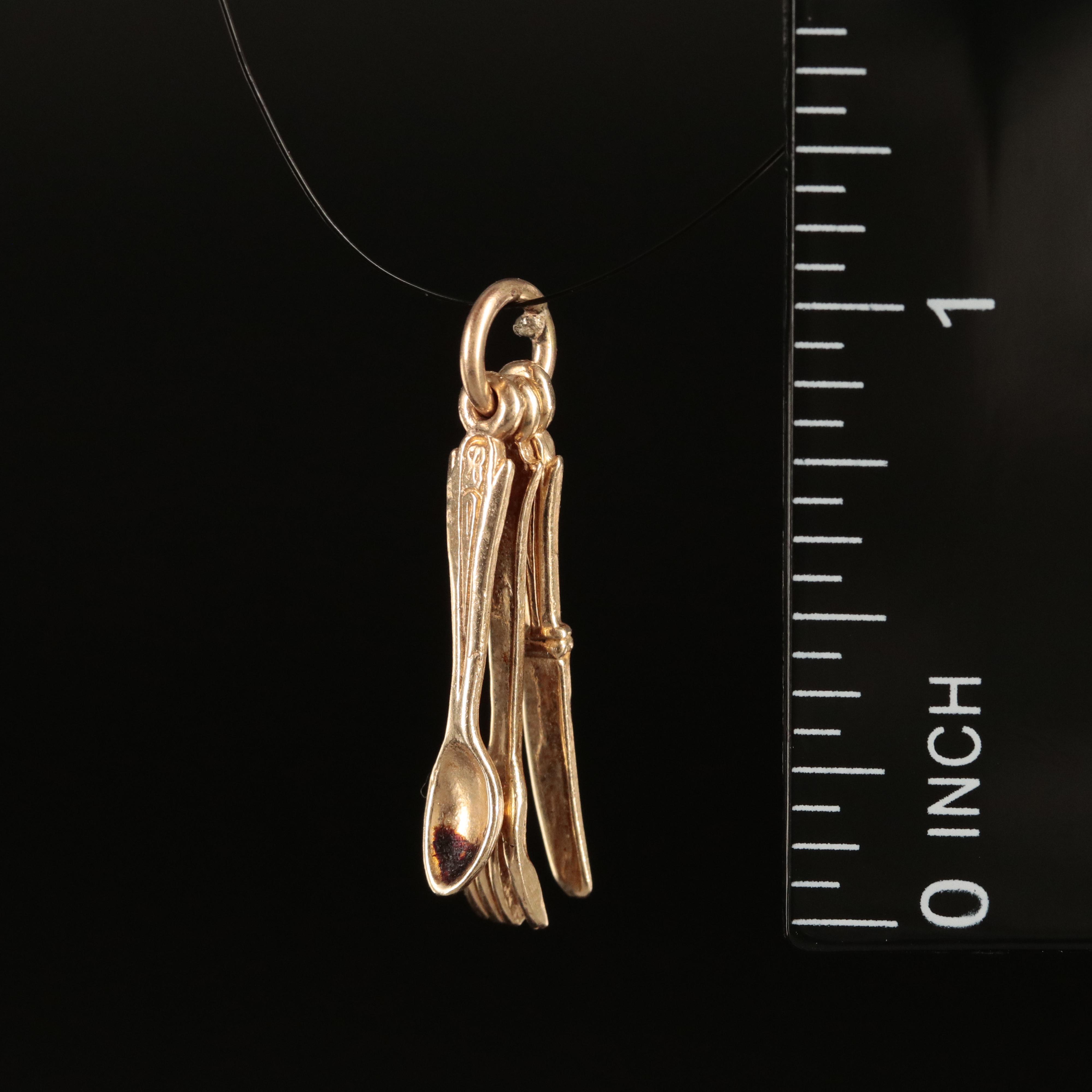 10K Fork, Knife and Spoon Charm