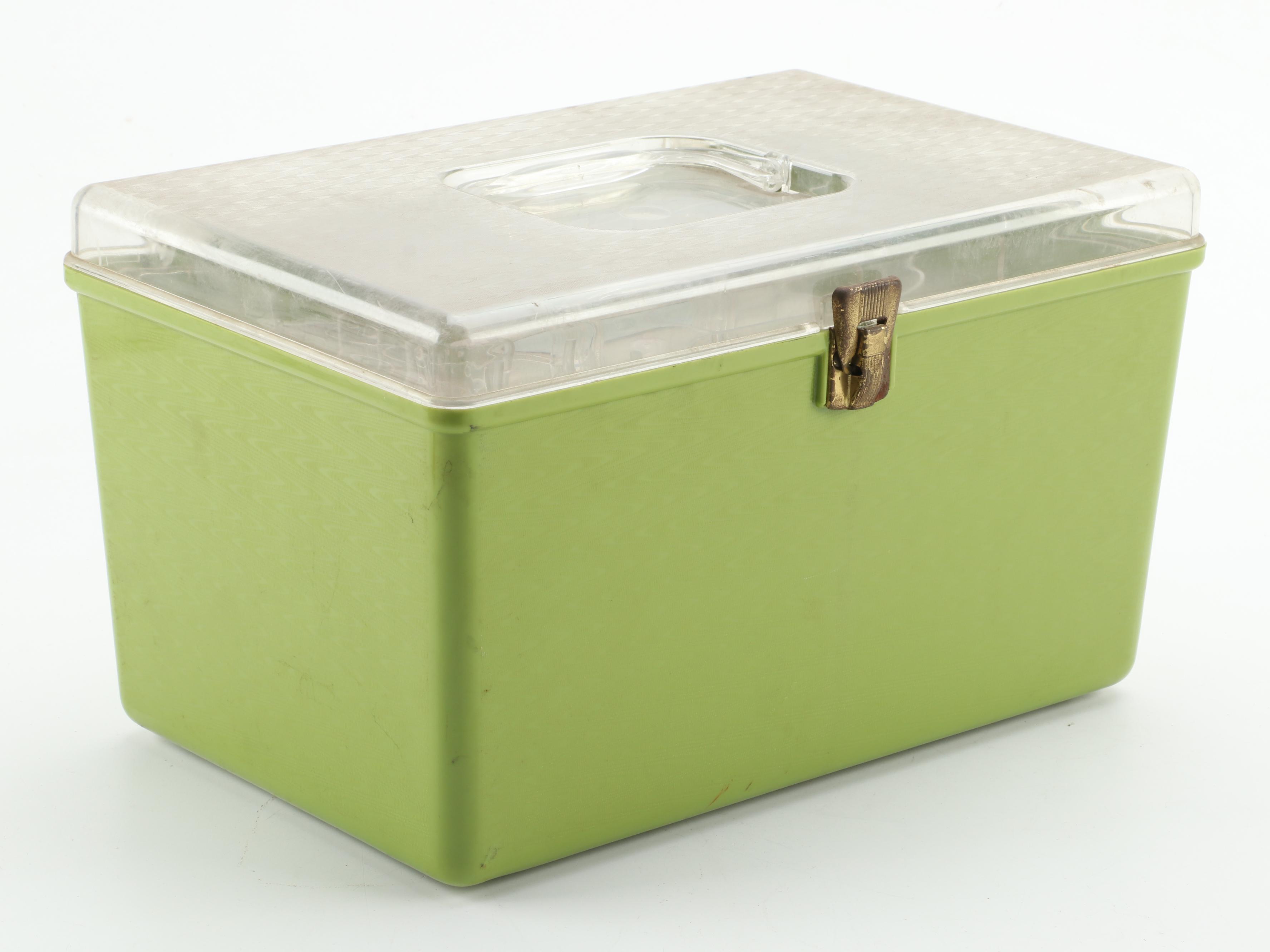 Plastic Tool Box With Dremel and Other Power and Hand Tools