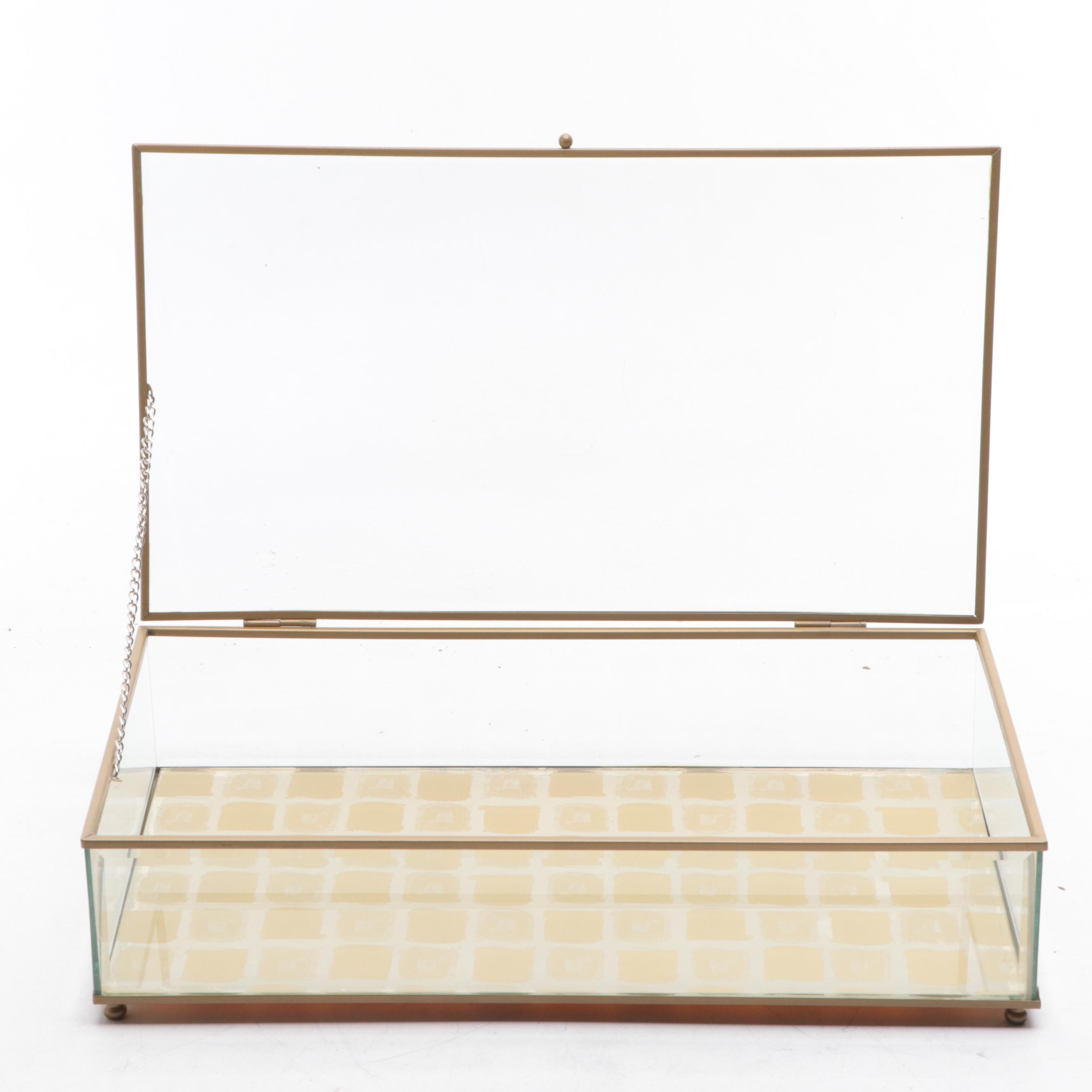 Beveled Glass and Brassed Metal Jewelry Boxes