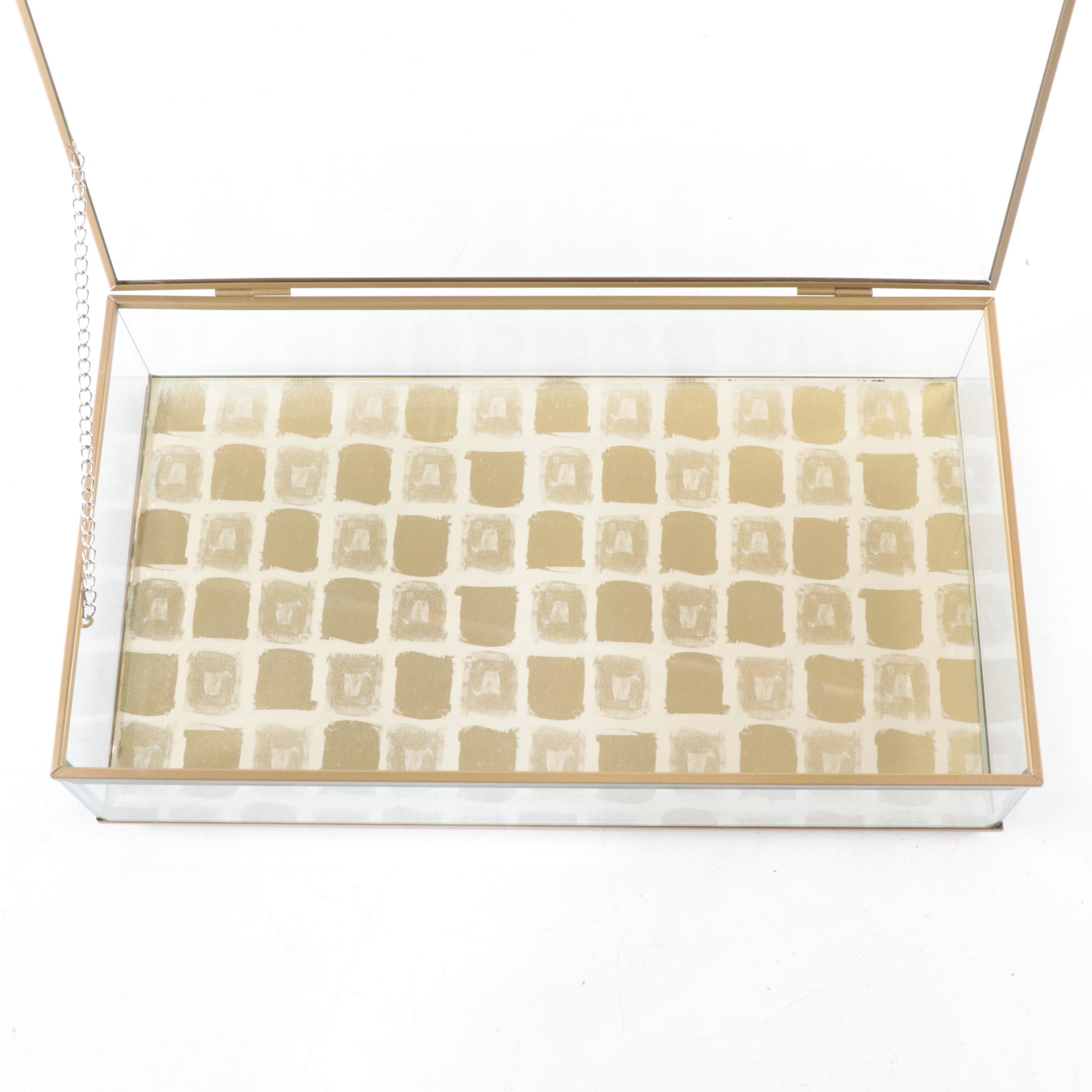 Beveled Glass and Brassed Metal Jewelry Boxes