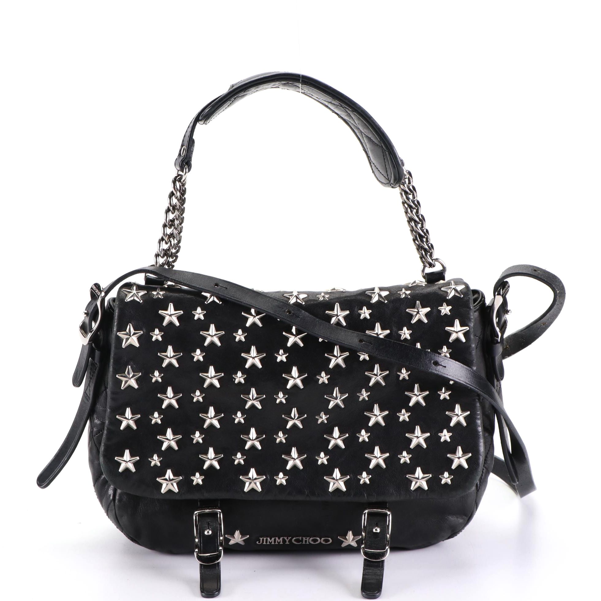 Jimmy Choo Star Studded Leather Two-Way Flap Bag