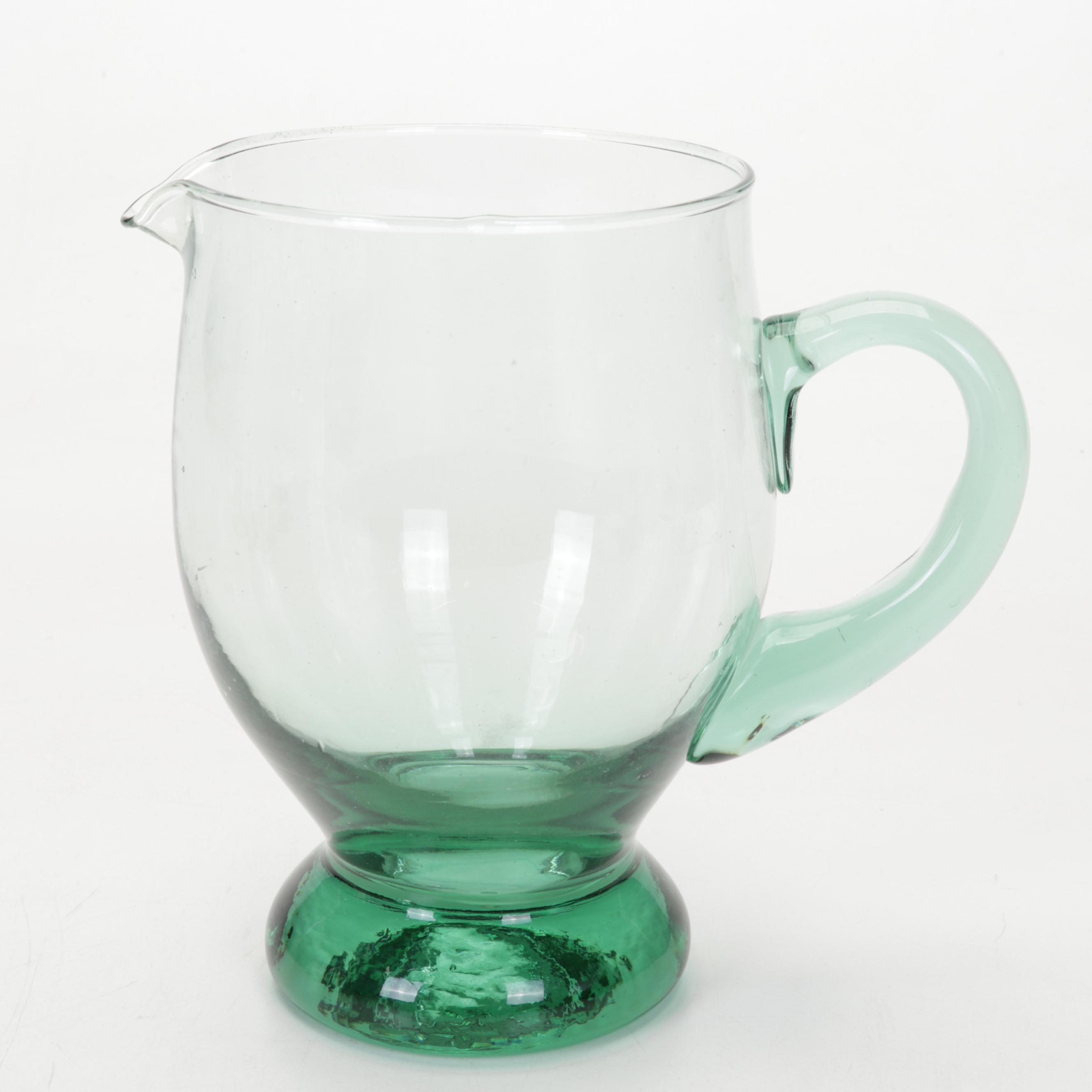 International Homes "Avalon" Glasses and Pitcher With Color Stem Pilsner Glasses