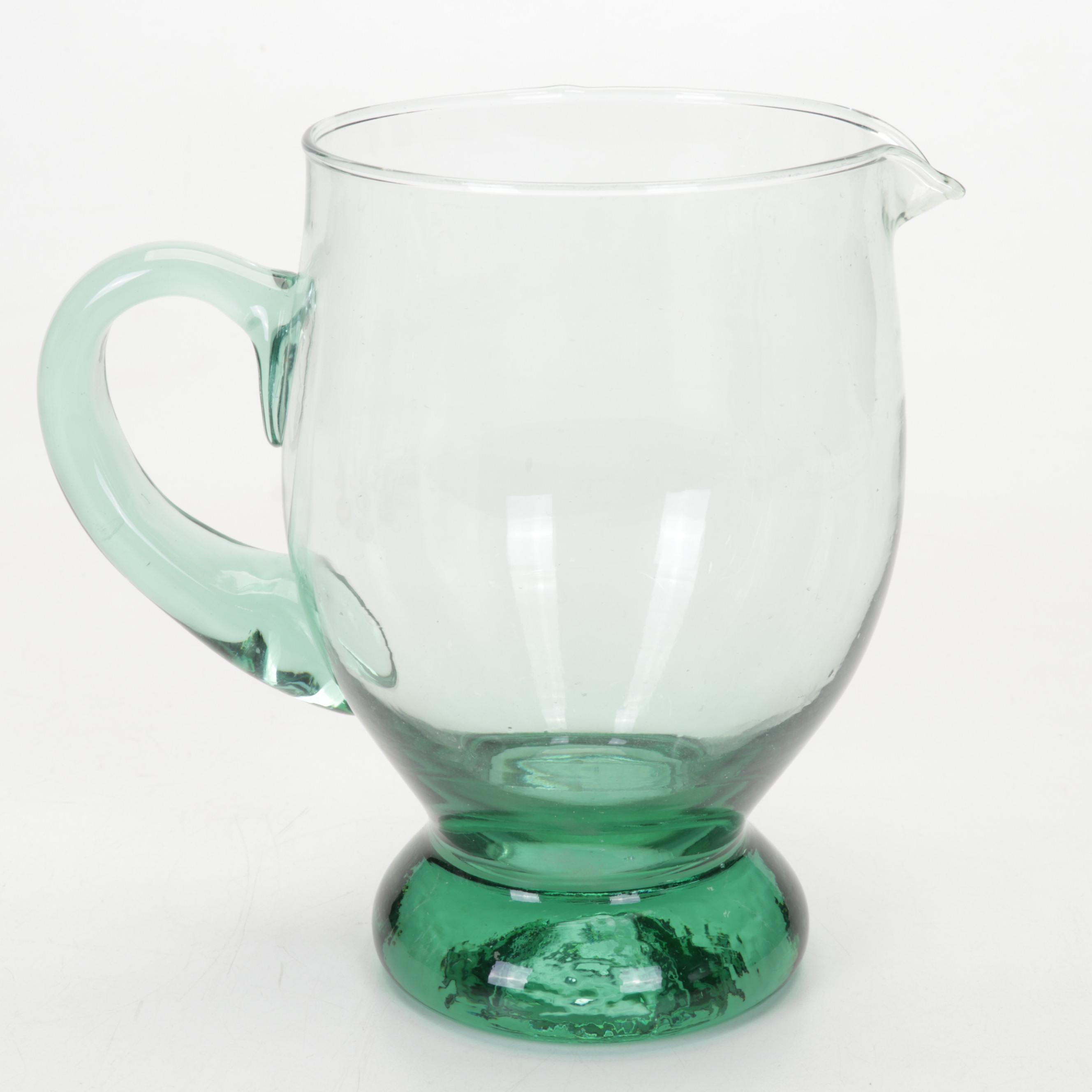 International Homes "Avalon" Glasses and Pitcher With Color Stem Pilsner Glasses