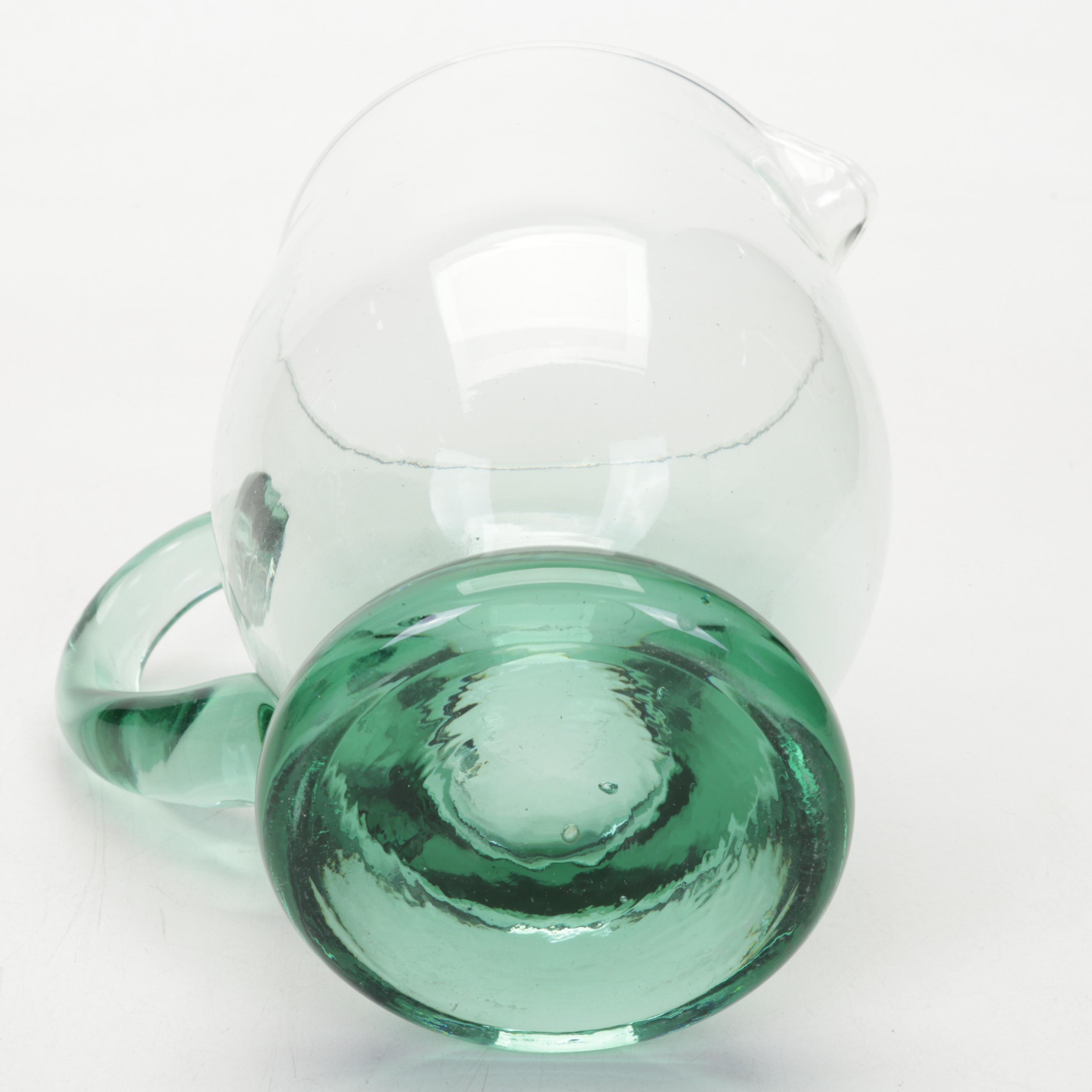 International Homes "Avalon" Glasses and Pitcher With Color Stem Pilsner Glasses