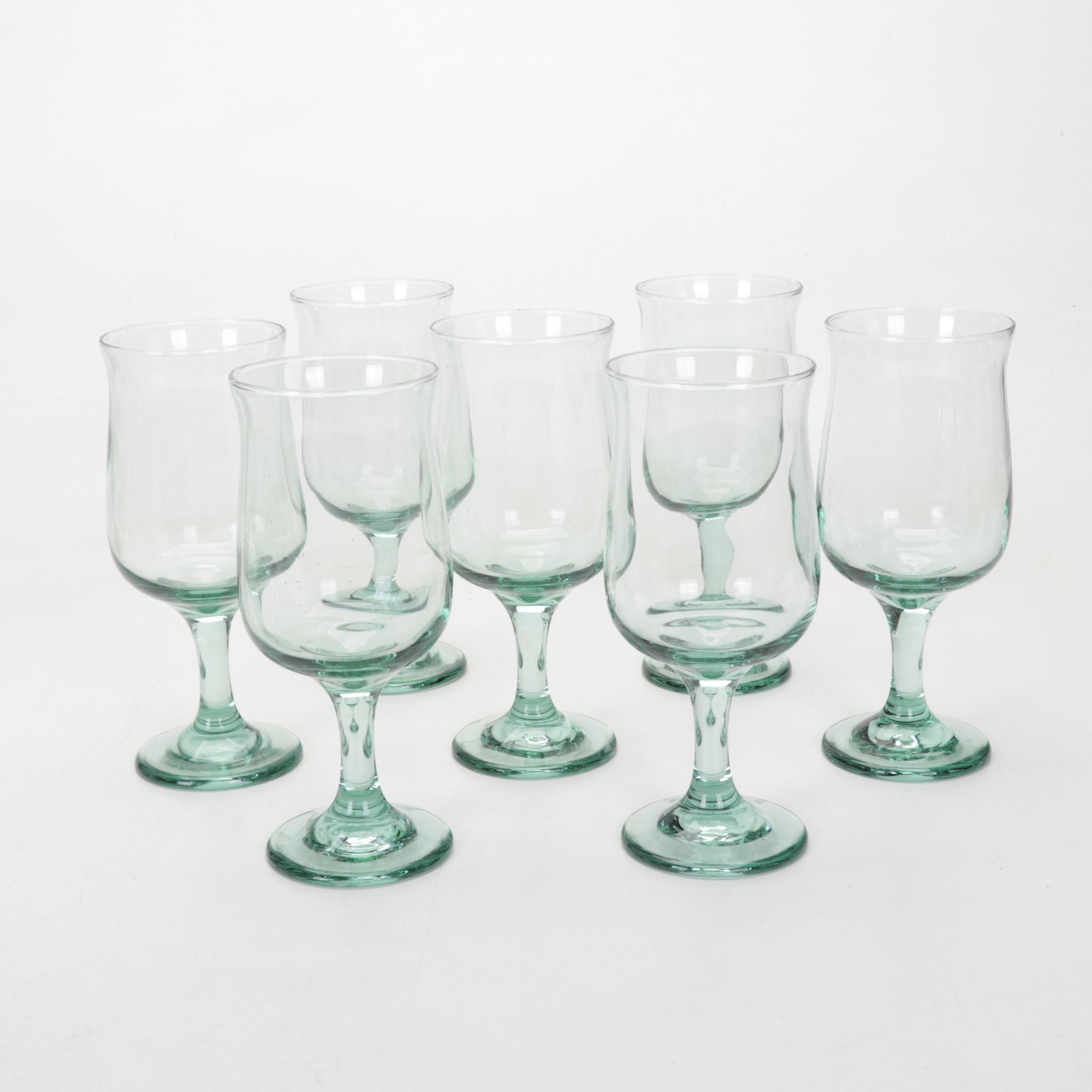 International Homes "Avalon" Glasses and Pitcher With Color Stem Pilsner Glasses