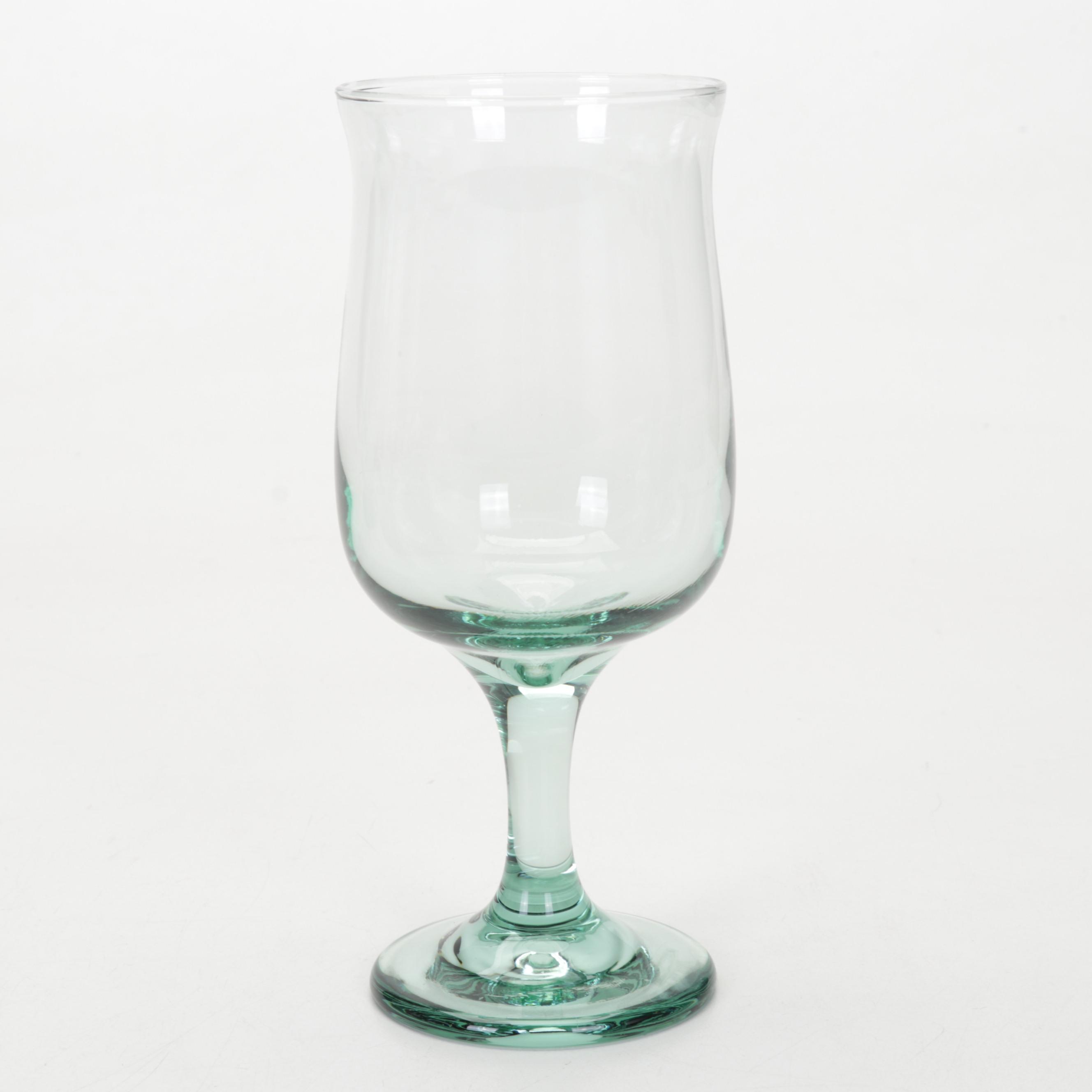 International Homes "Avalon" Glasses and Pitcher With Color Stem Pilsner Glasses
