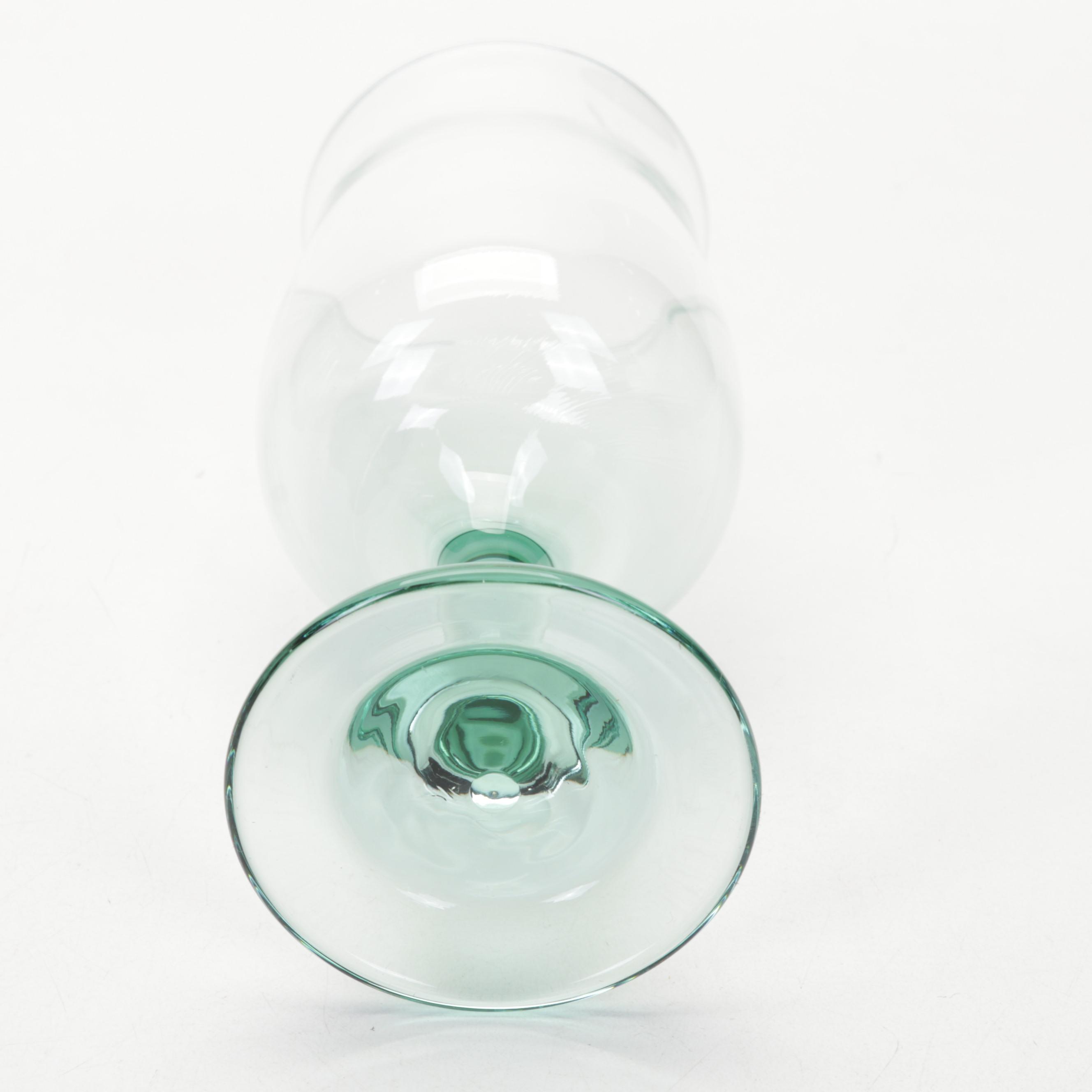 International Homes "Avalon" Glasses and Pitcher With Color Stem Pilsner Glasses