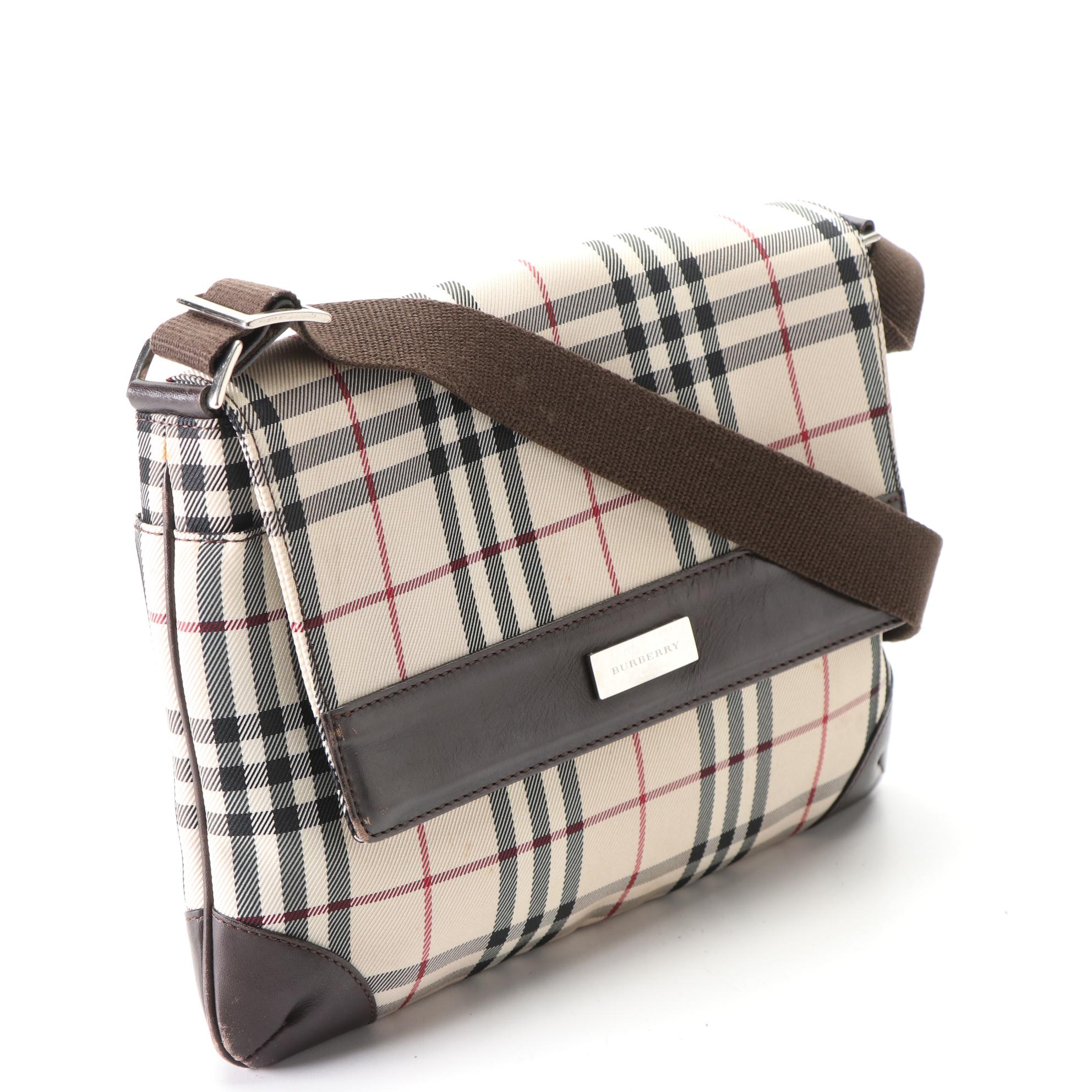 Burberry Crossbody Bag in House Check Nylon and Leather Trim