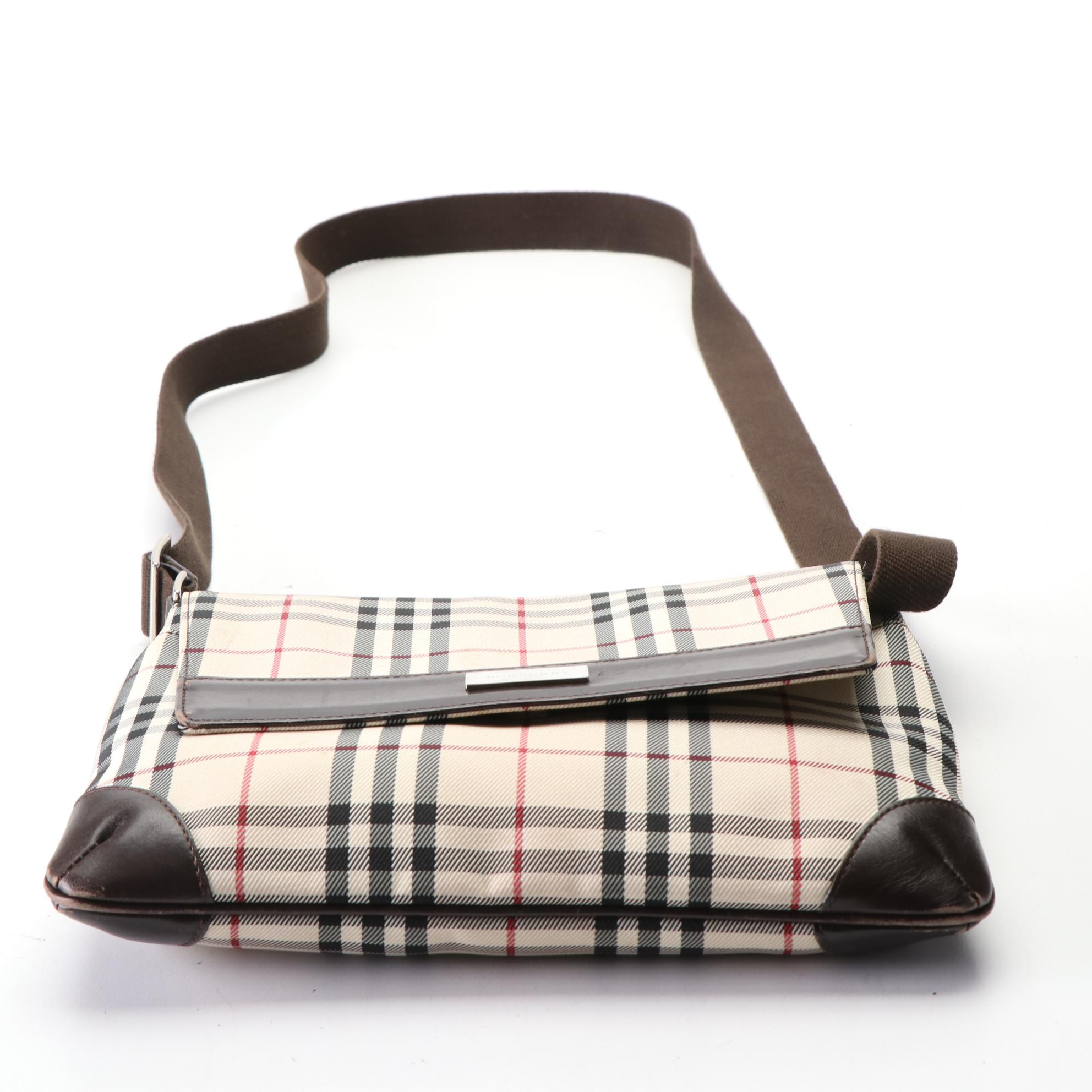Burberry Crossbody Bag in House Check Nylon and Leather Trim