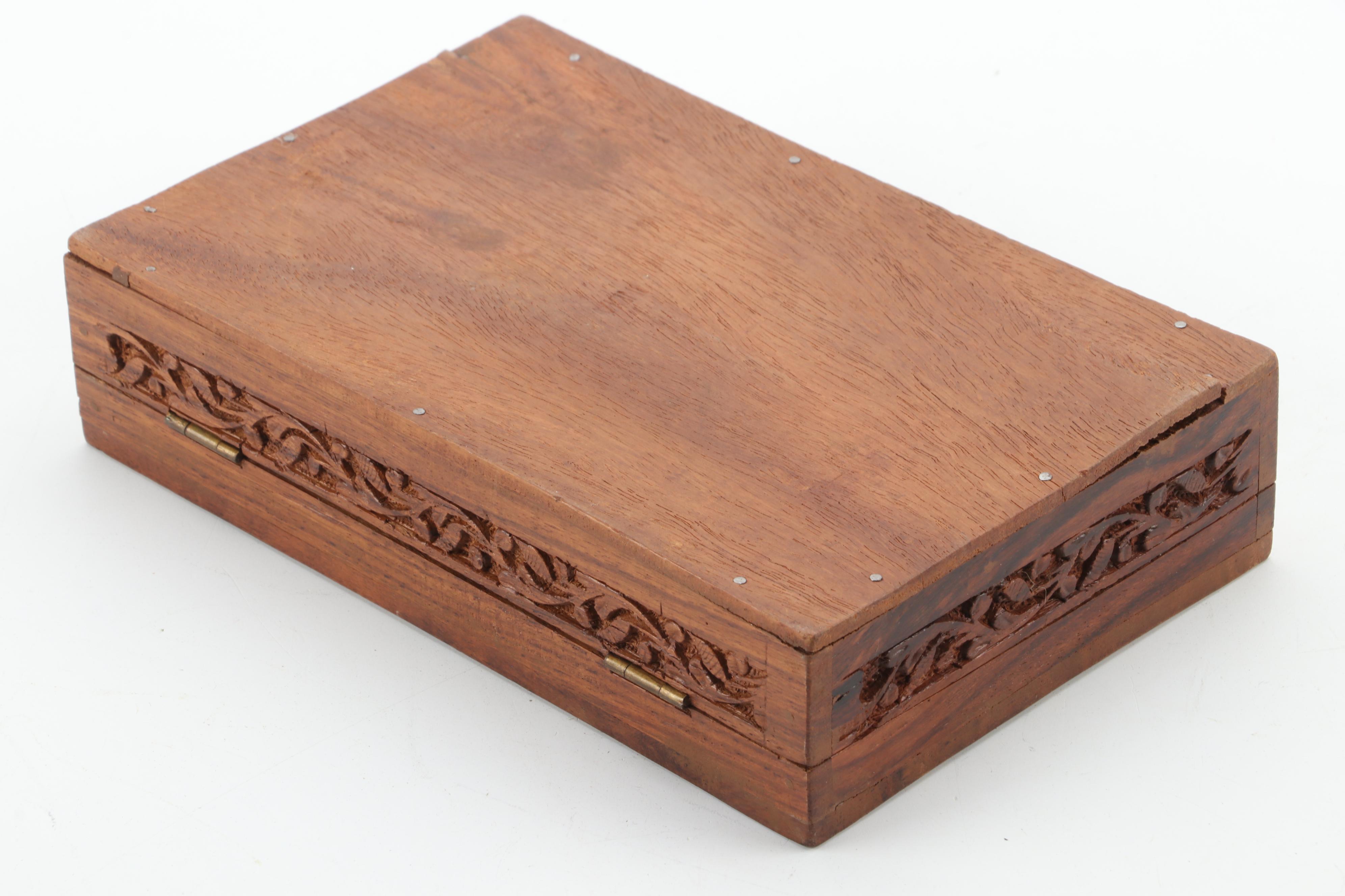 Assorted Decorative Wooden Boxes and Pair of Villy Candlesticks