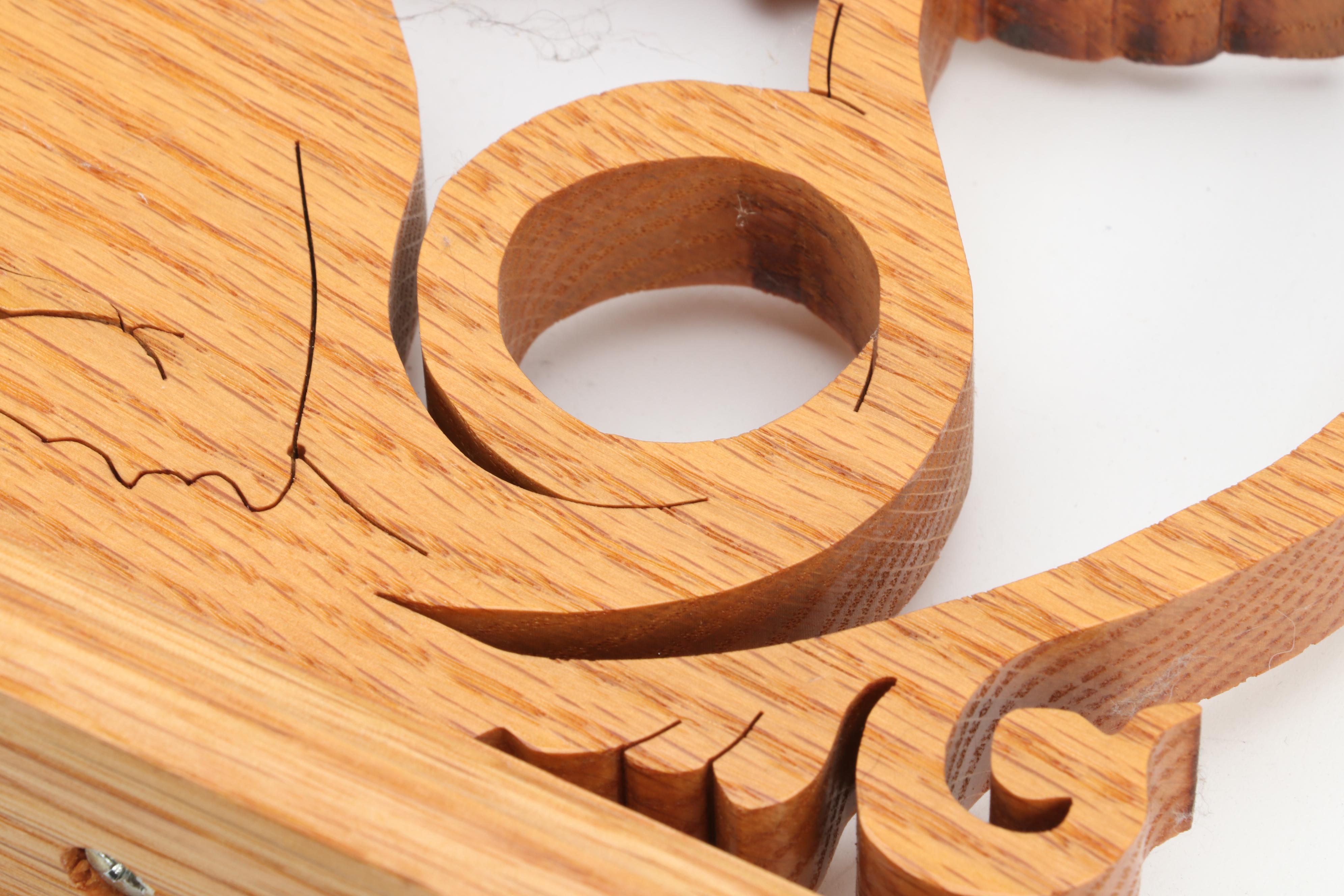 Scroll-Cut Oak Dragon Plaque