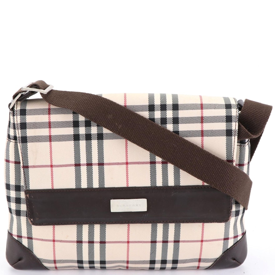 Burberry Crossbody Bag in House Check Nylon and Leather Trim