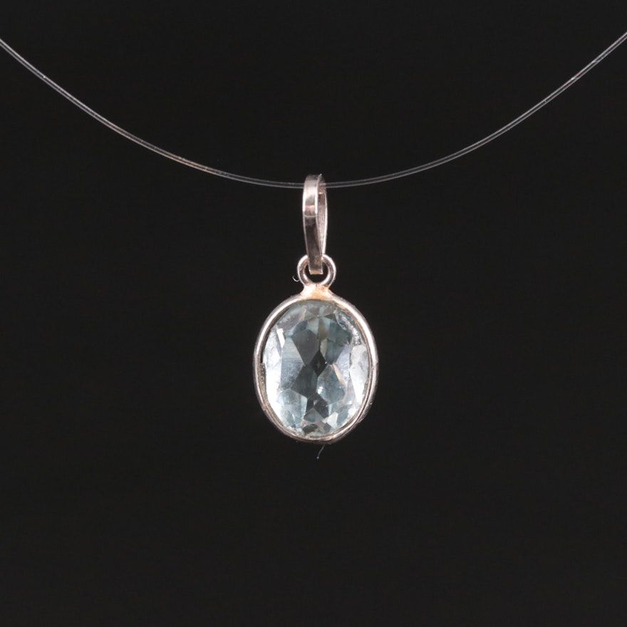 14K Blue Topaz Pendant