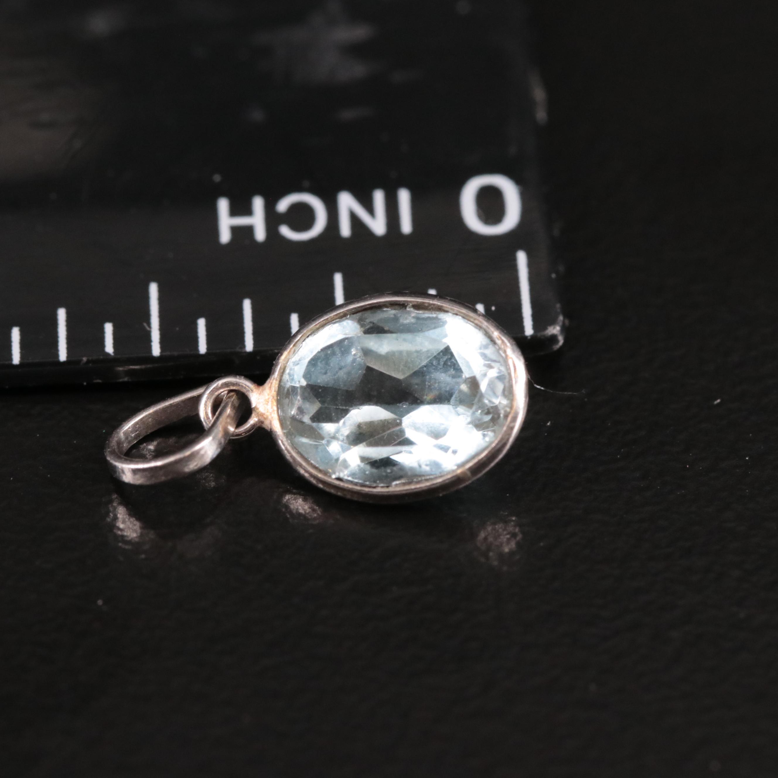 14K Blue Topaz Pendant