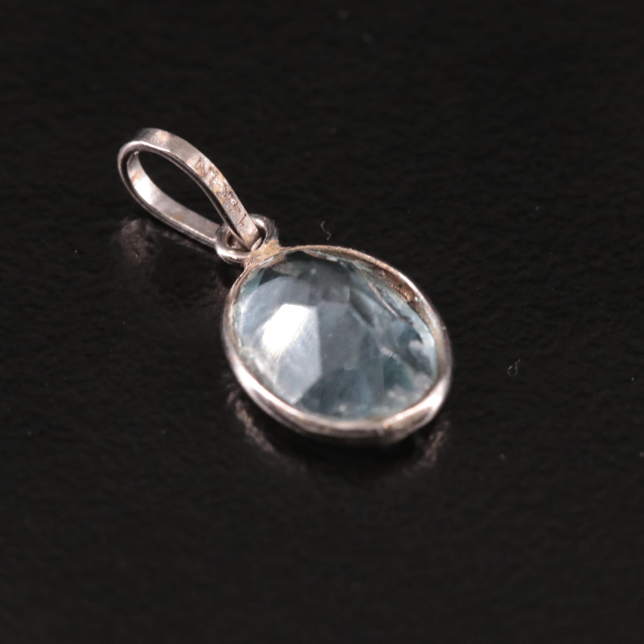 14K Blue Topaz Pendant