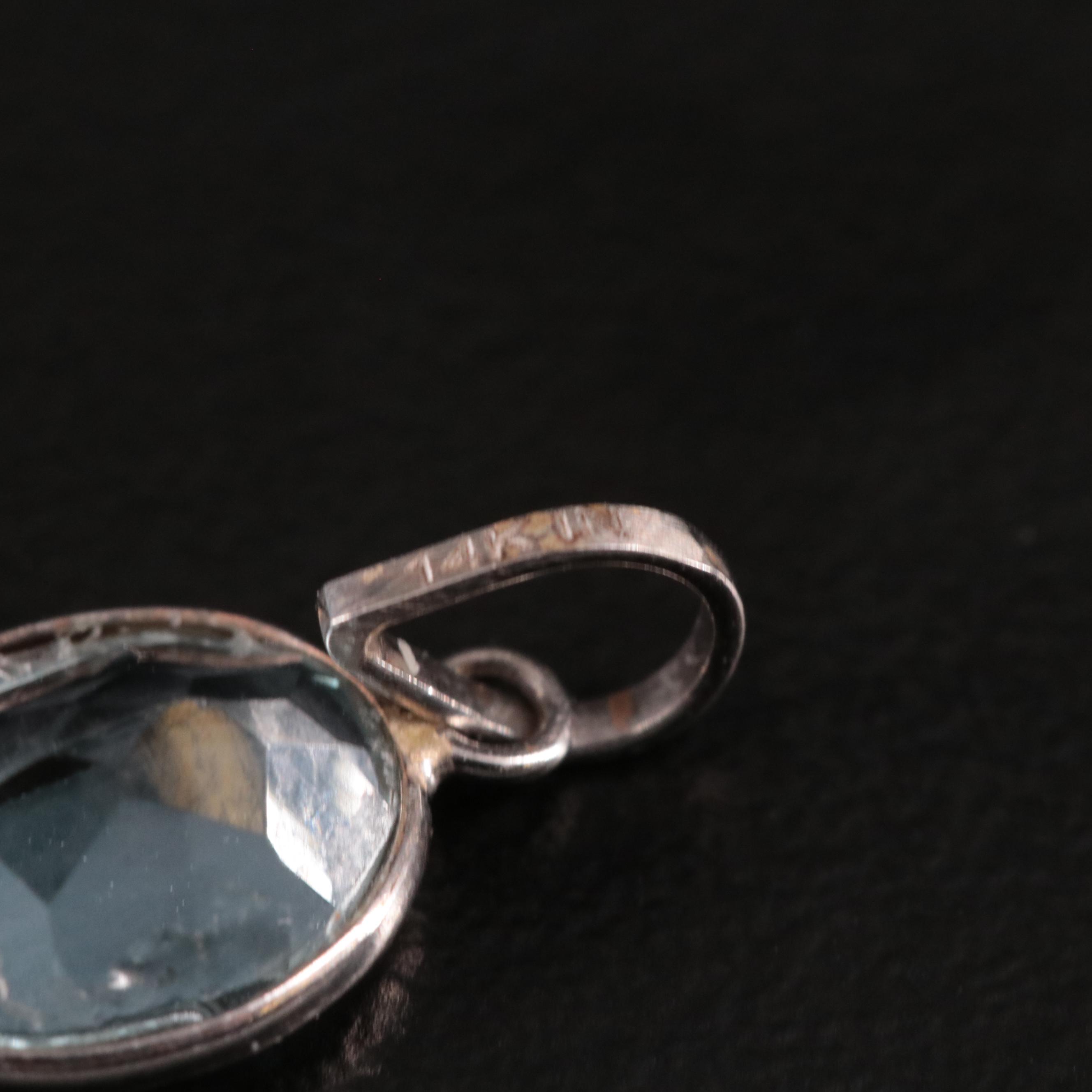 14K Blue Topaz Pendant
