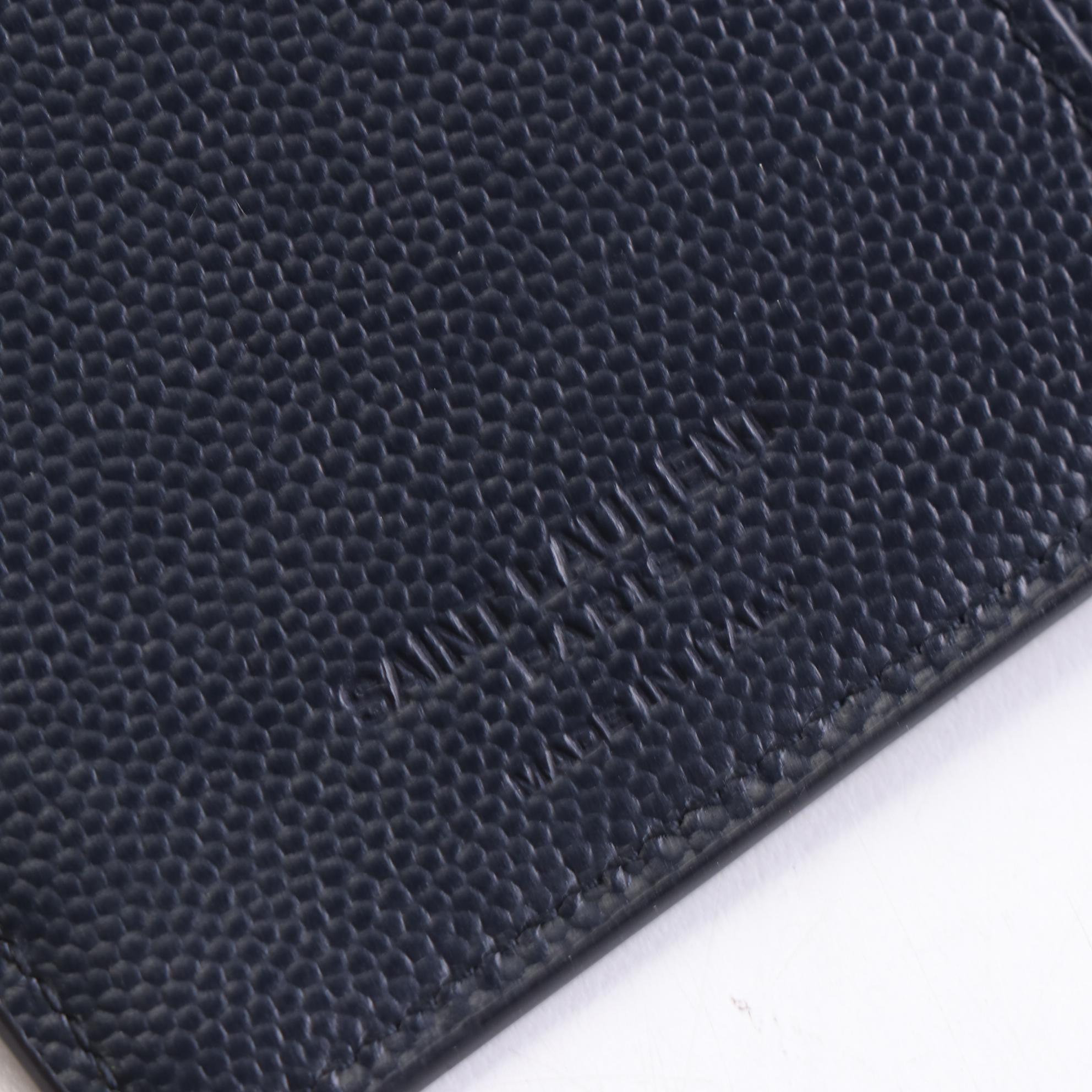 Saint Laurent Continental Wallet in Navy Grain de Poudre Leather
