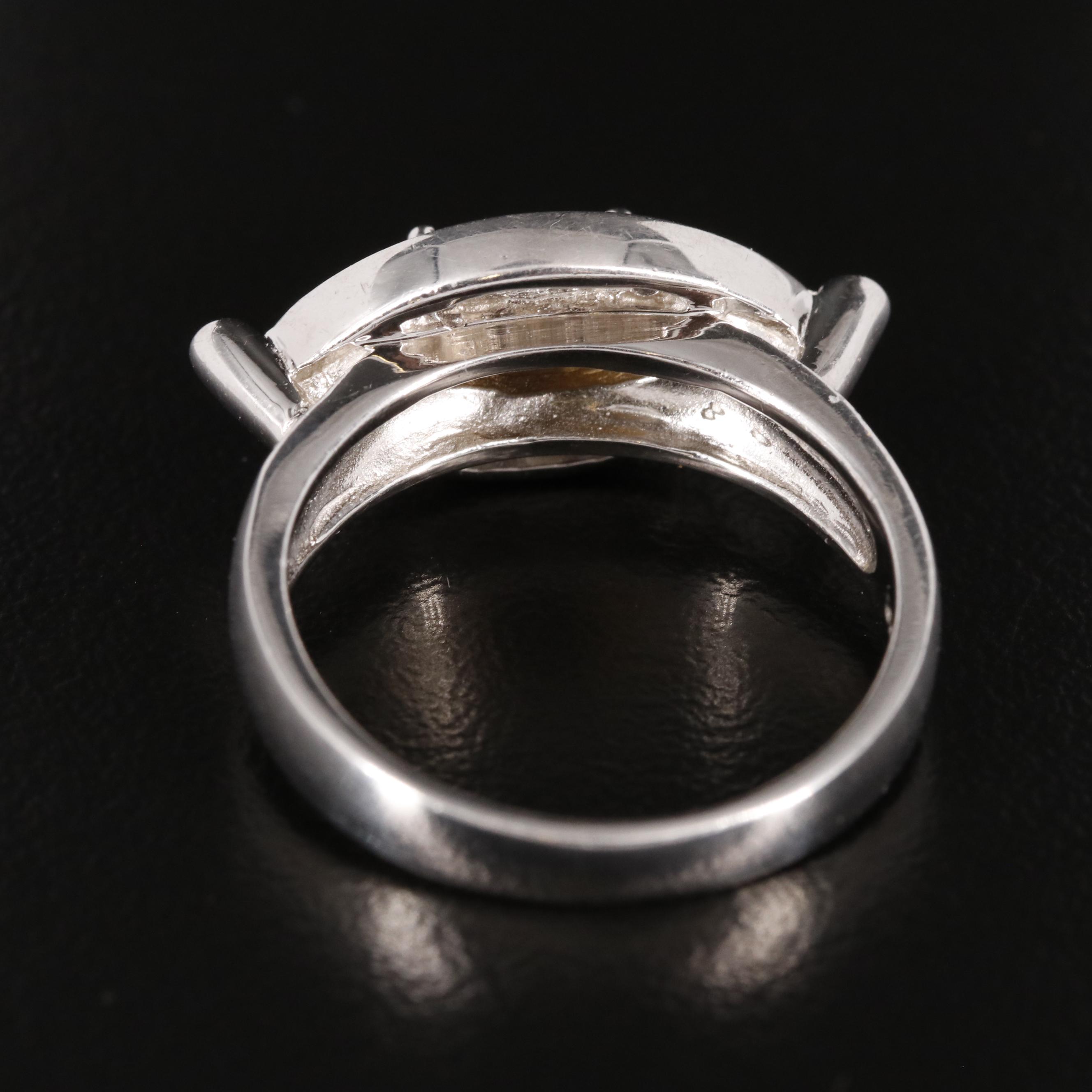 Sterling Citrine and Tanzanite East West Ring