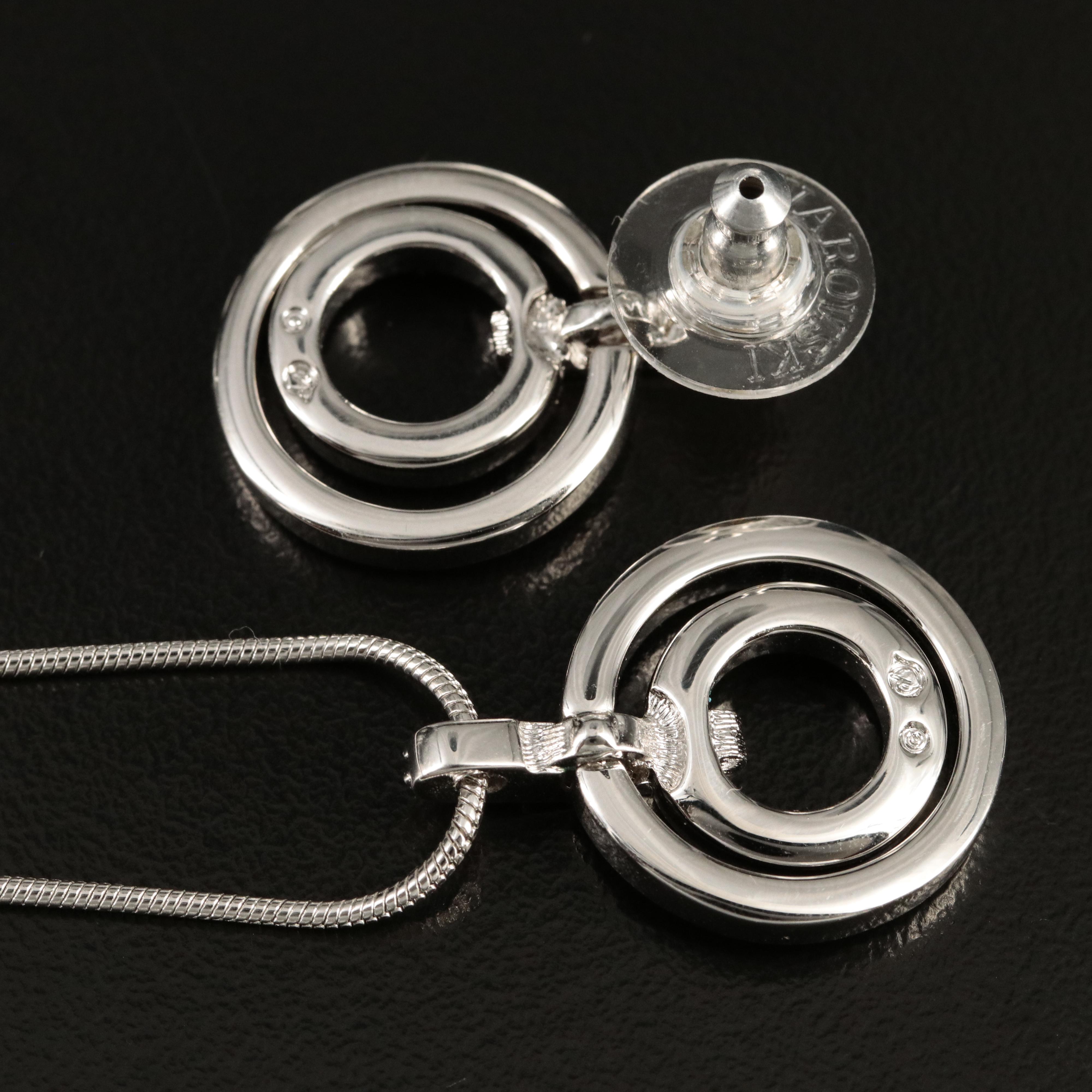 Swarovski Crystal Concentric Pendant Necklace and Earrings