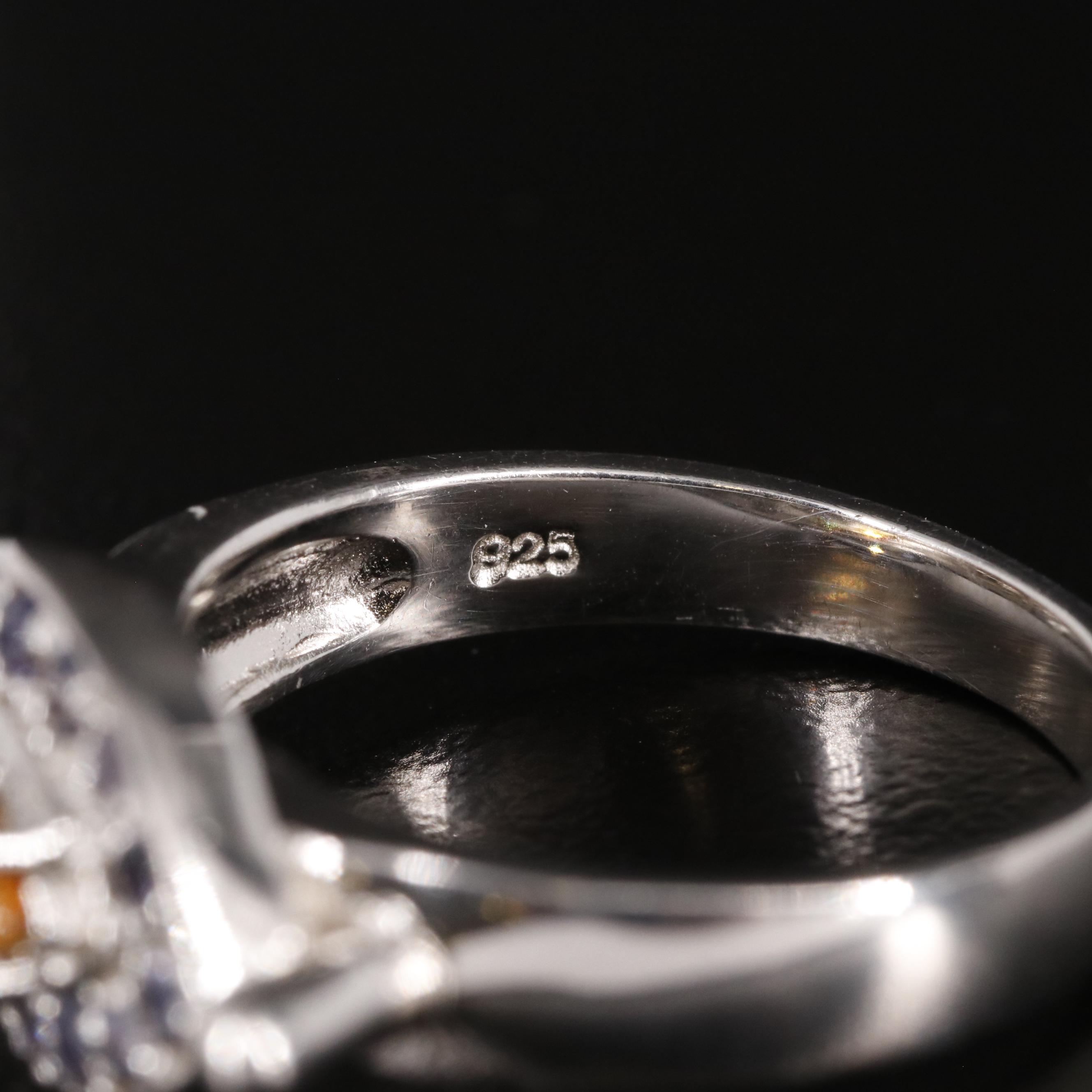 Sterling Citrine and Tanzanite East West Ring