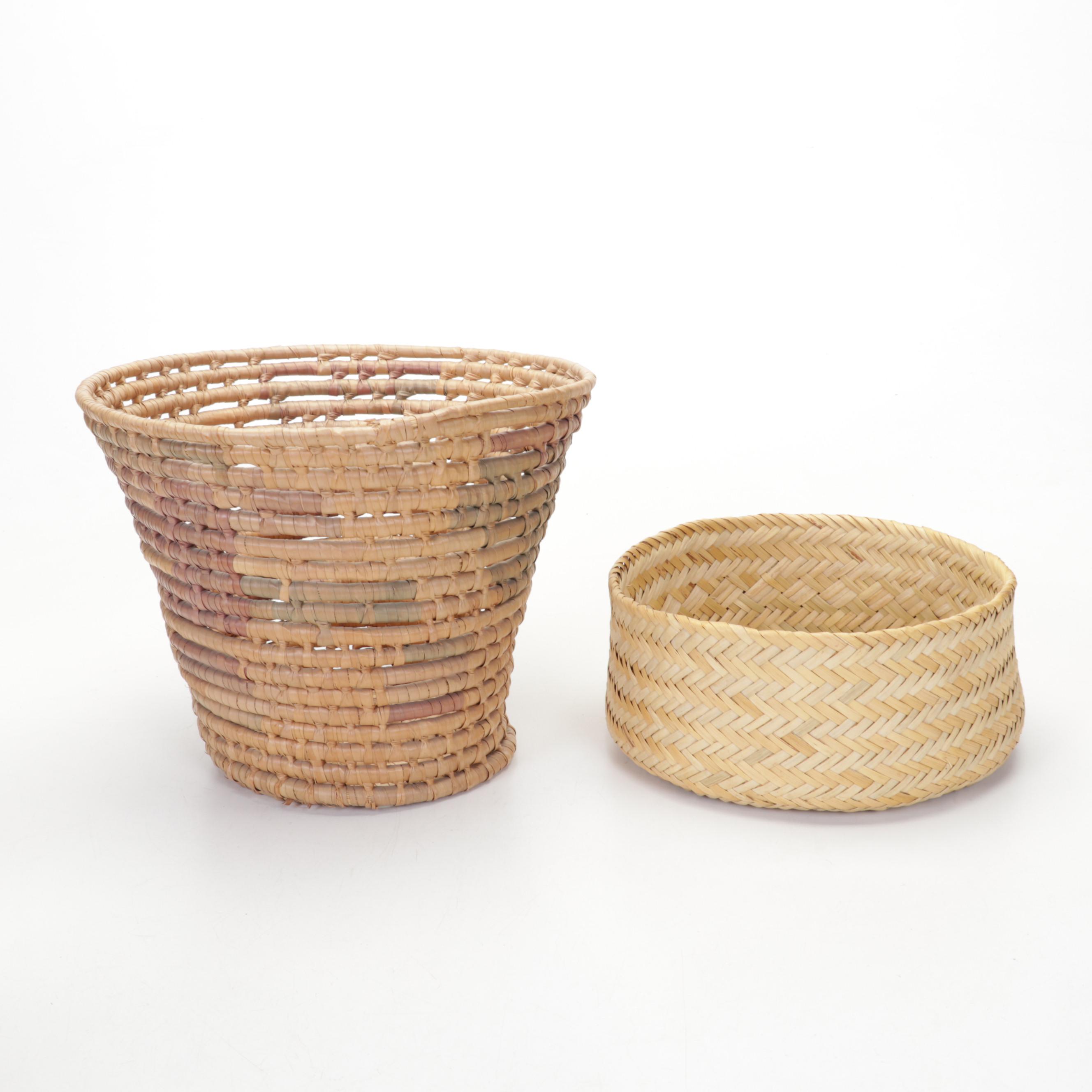 Lombok Island Indonesia and Other Handwoven Baskets and Lidded Containers