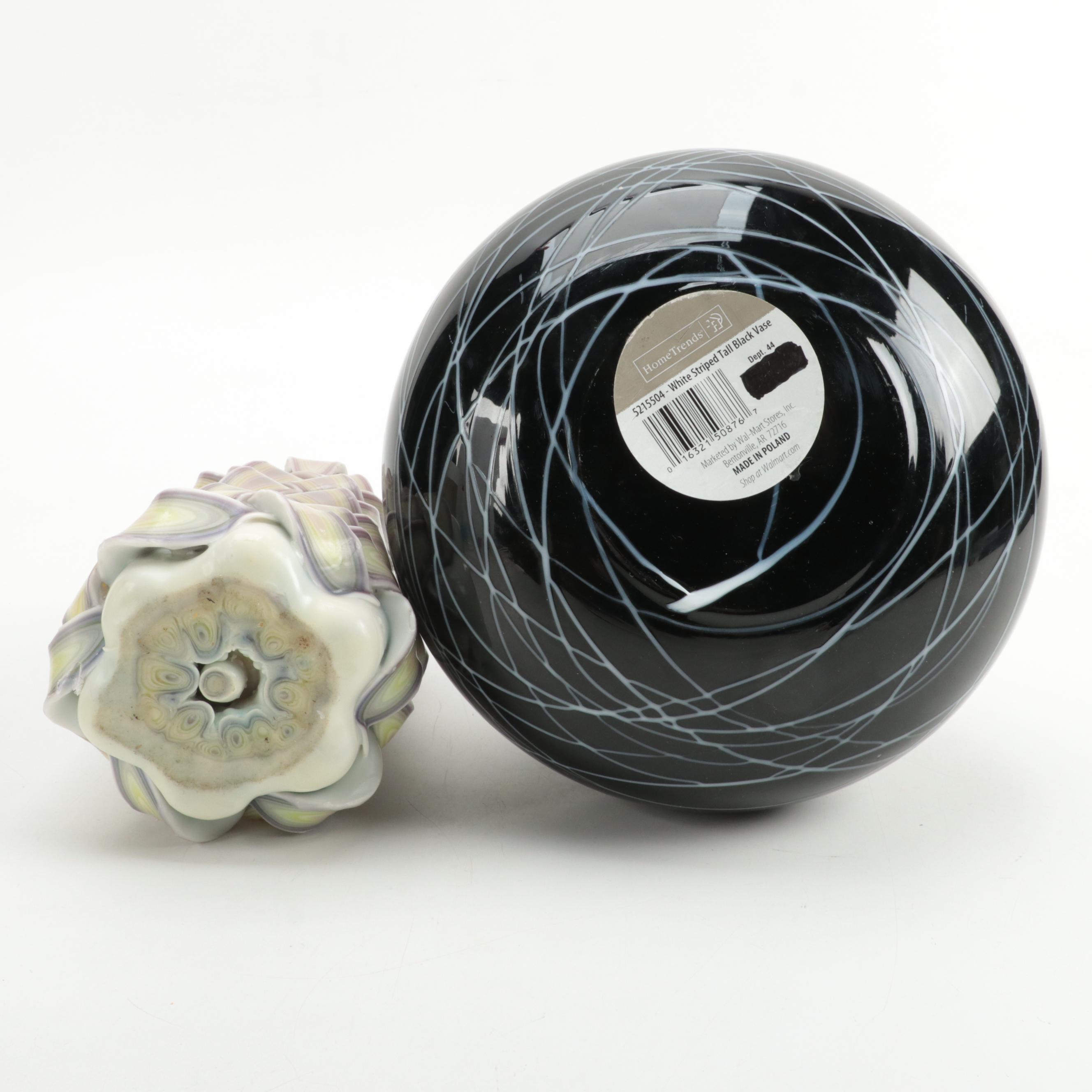 Handmade Art Candle and Home Trends Polish-Made Black Glass Vase