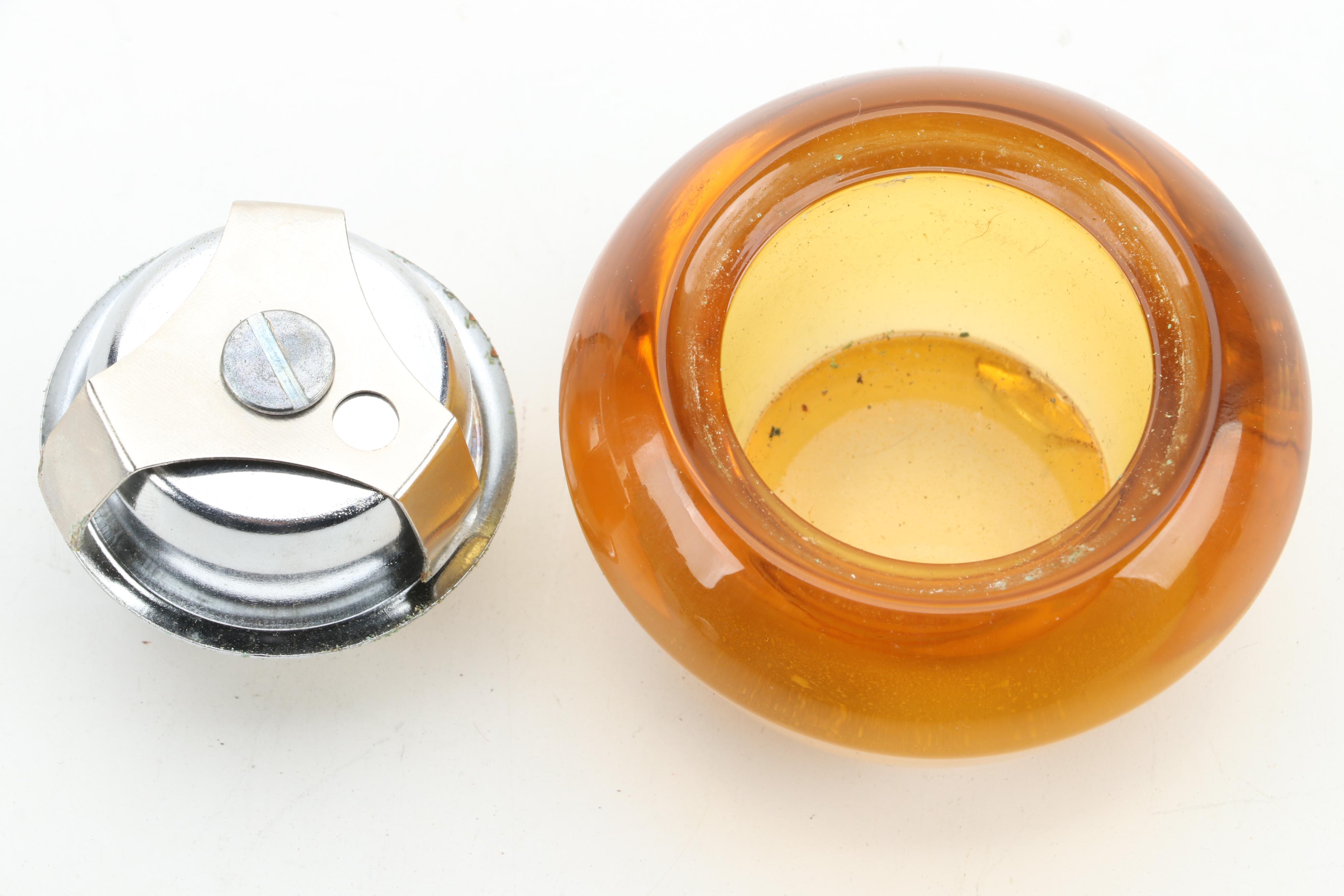 Assorted Décor Including Glass Table Lighter, Ceramic Vase and Wooden Tray