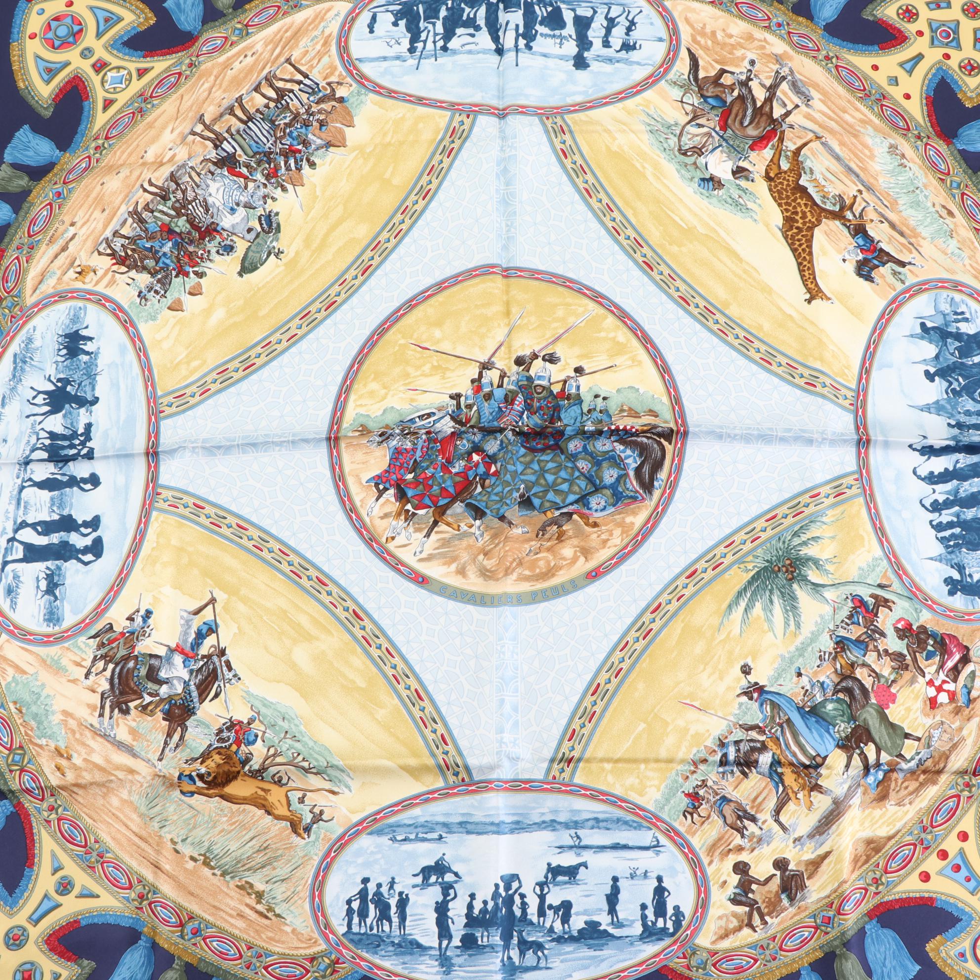 Hermès "Cavaliers Peuls" Scarf 90 in Silk Twill