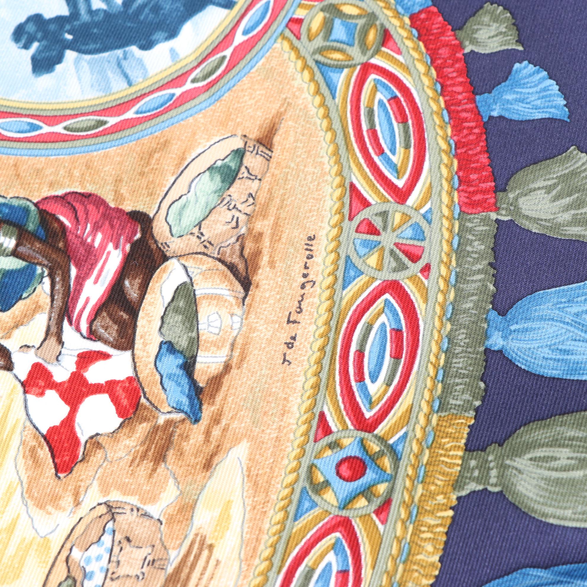 Hermès "Cavaliers Peuls" Scarf 90 in Silk Twill