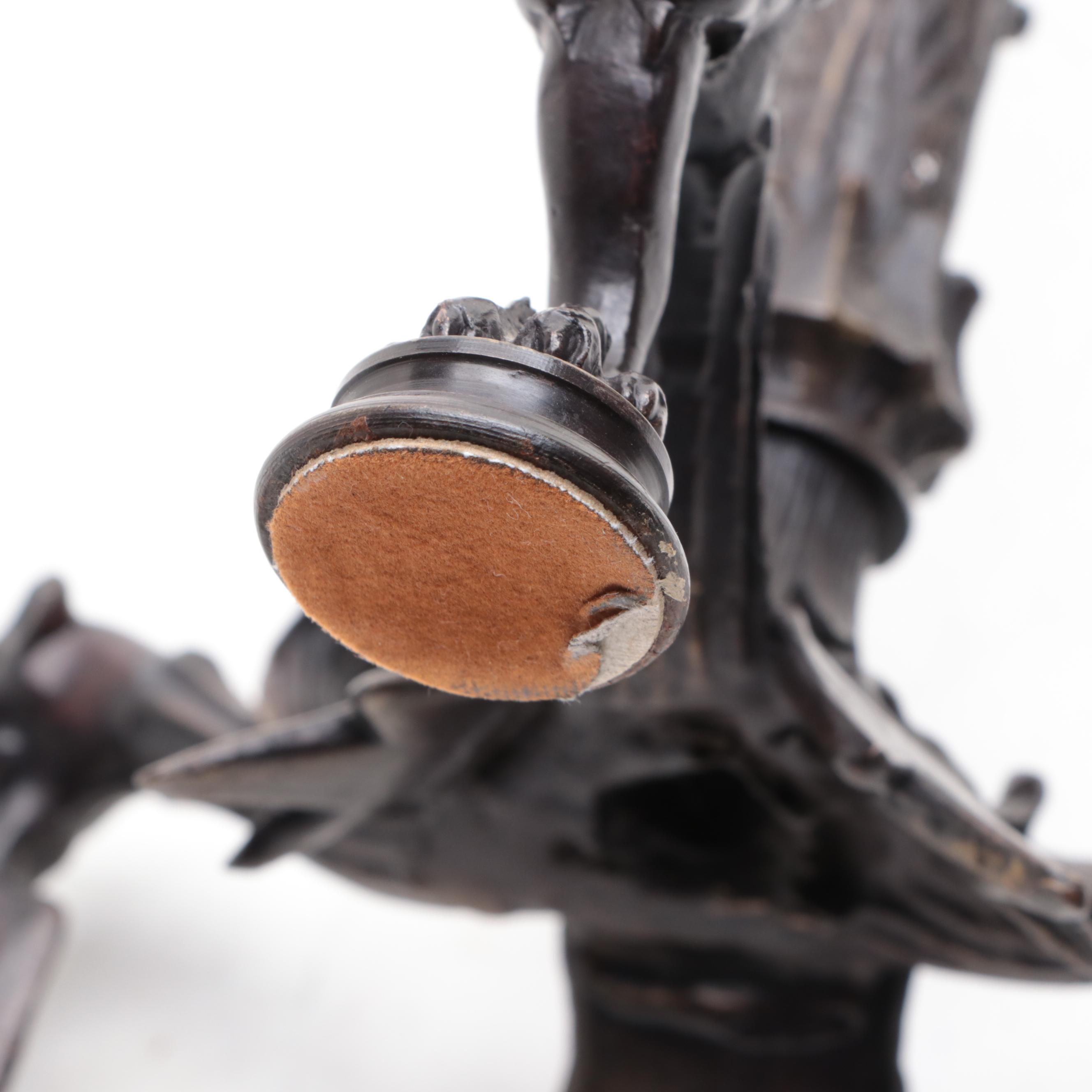 Great City Traders Neoclassical Stork Topped Bronze and Metal Candle Holder