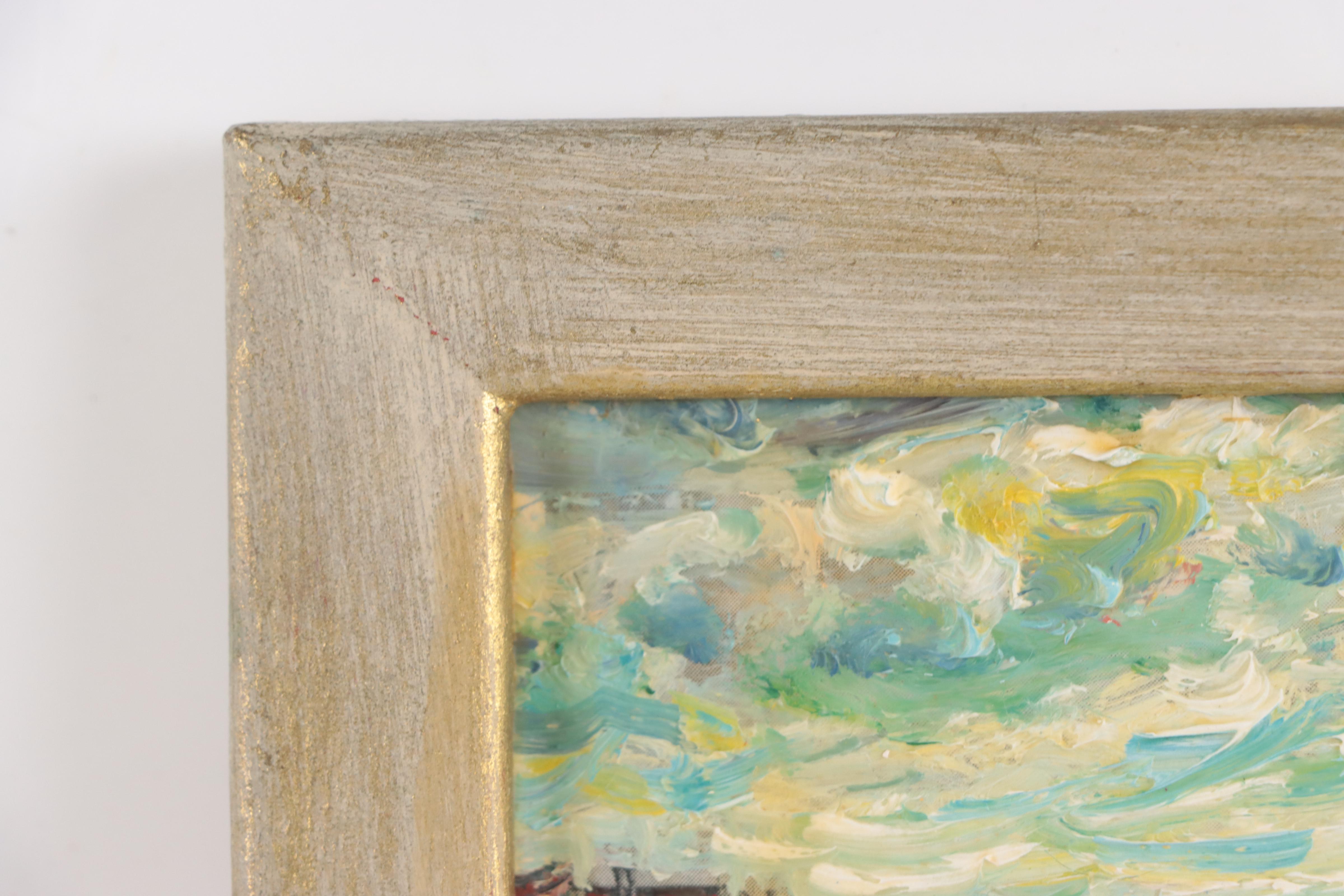 Impressionist Style Miniature Oil Painting of Venetian Canal Scene